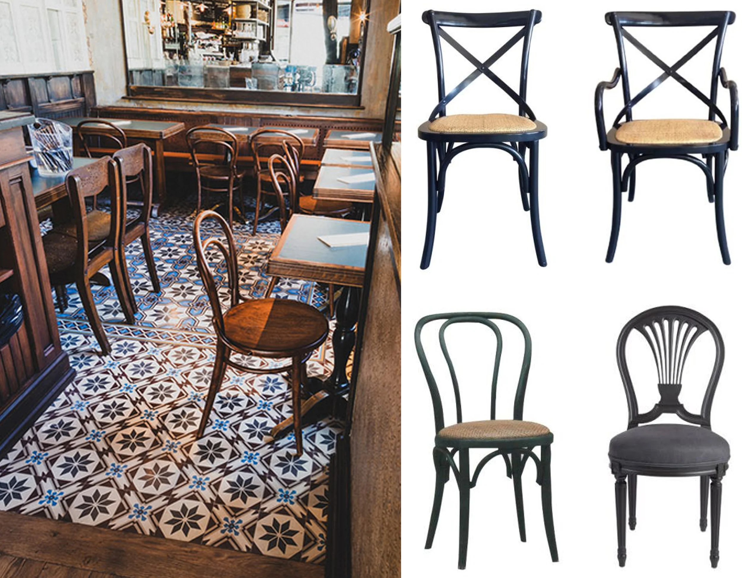ciment tiles Pinterest - bistro chairs Signature