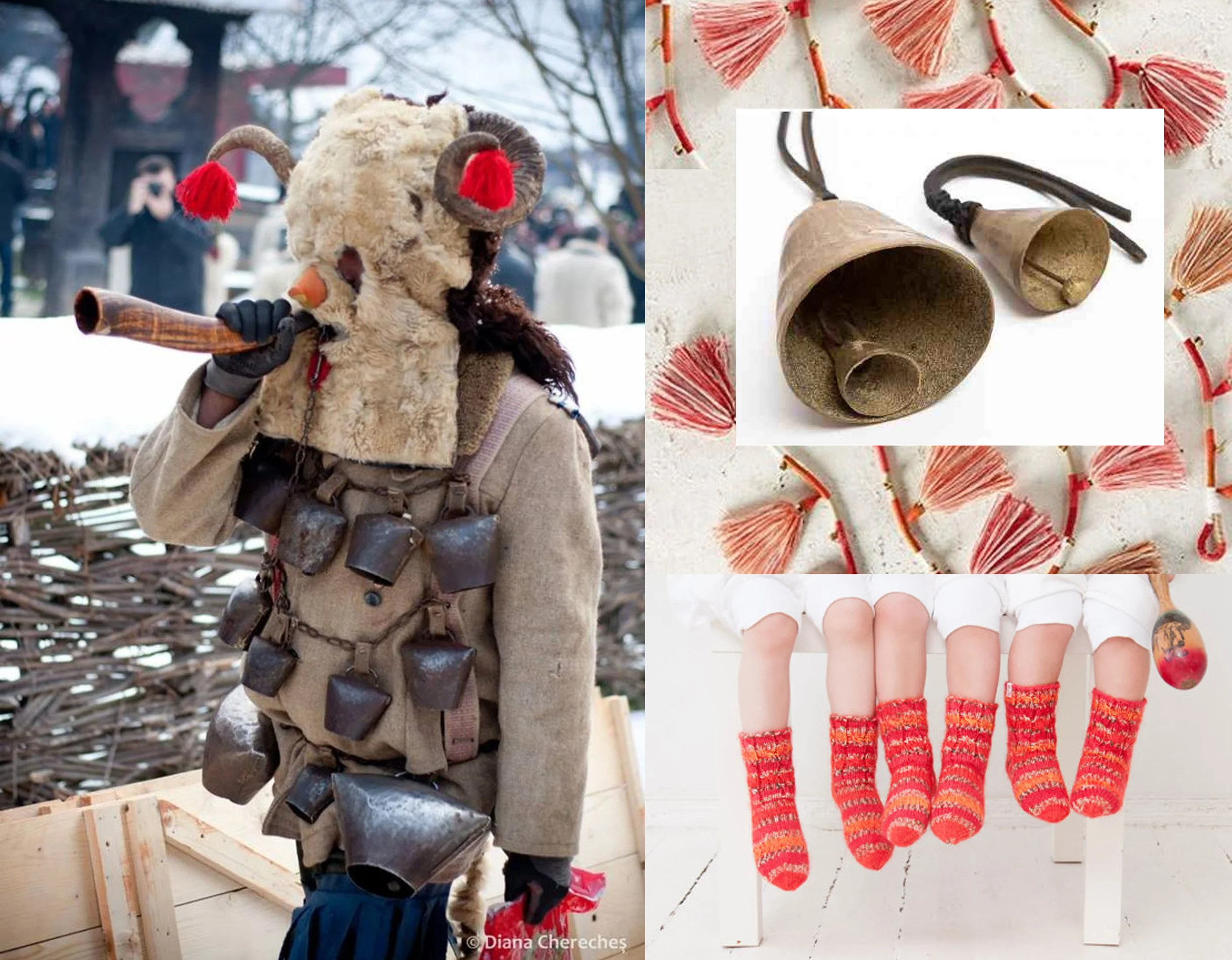 image Christmas in Maramures by Diana Chereches Maramuresenii - Bell & Tassel garland found on Remodelista - children socks RU Creation - bells Mesteshukar