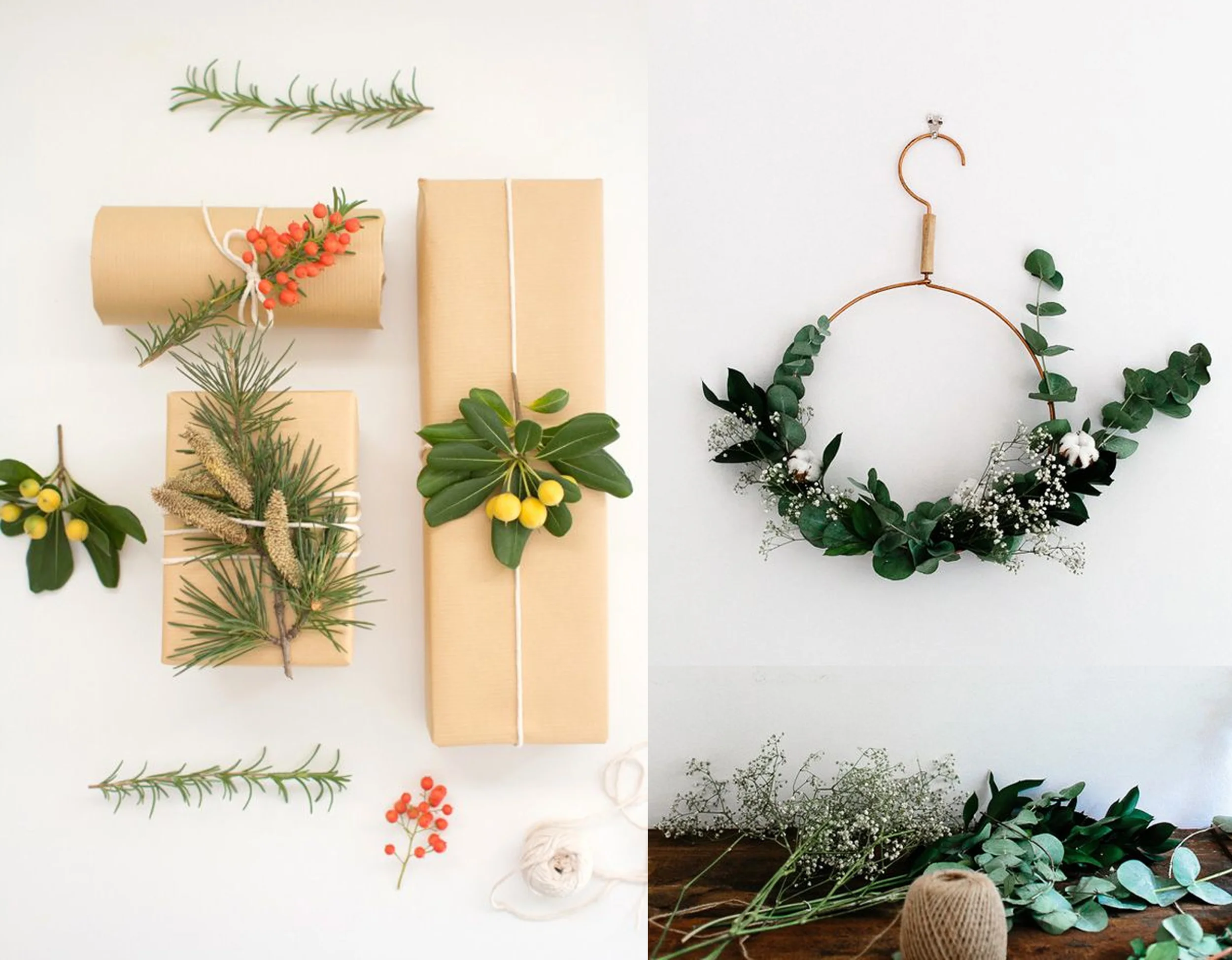 botanical wrapping paper idea Lovely Indeed - wreath idea French by Design