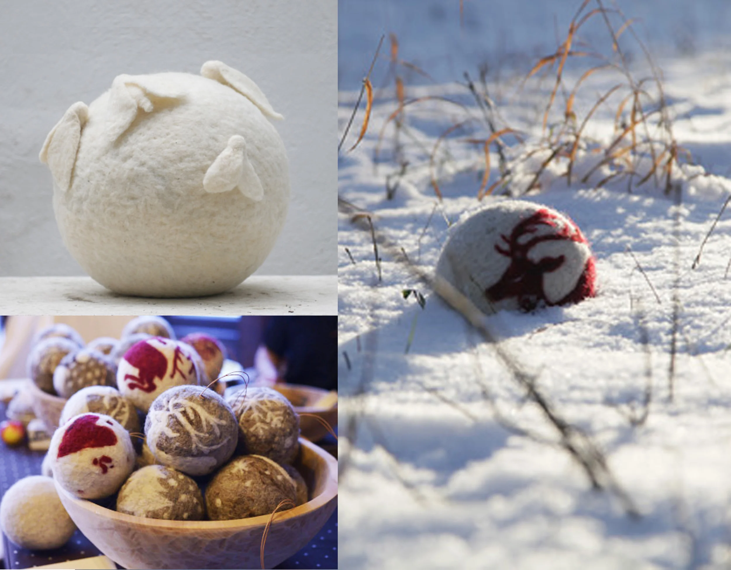 handmade felt Christmas balls by Wools & Wolf