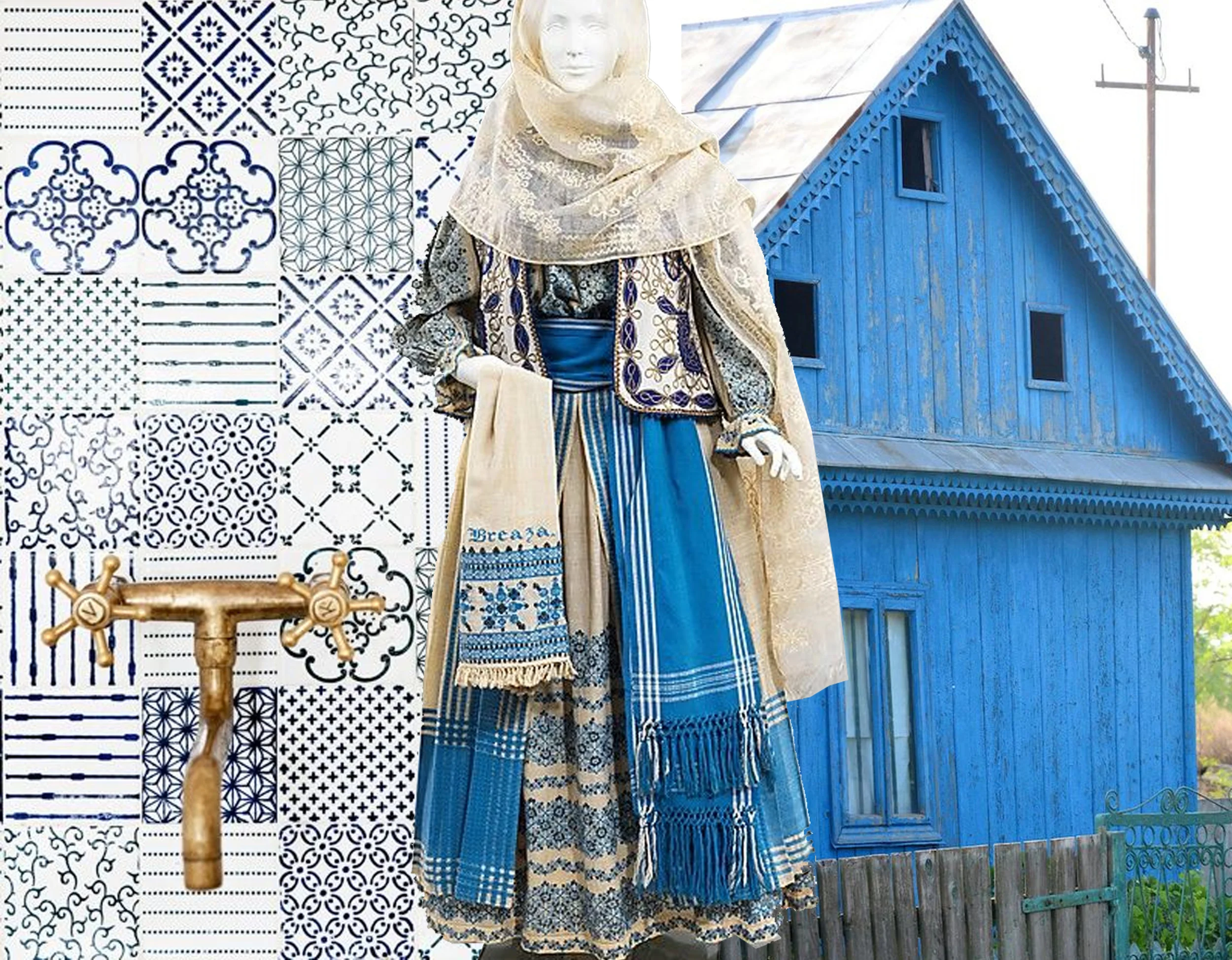 mix of tiles Made a Mano - Romanan costume 19th century The Met - house in Danube Delta found on Delicioasa
