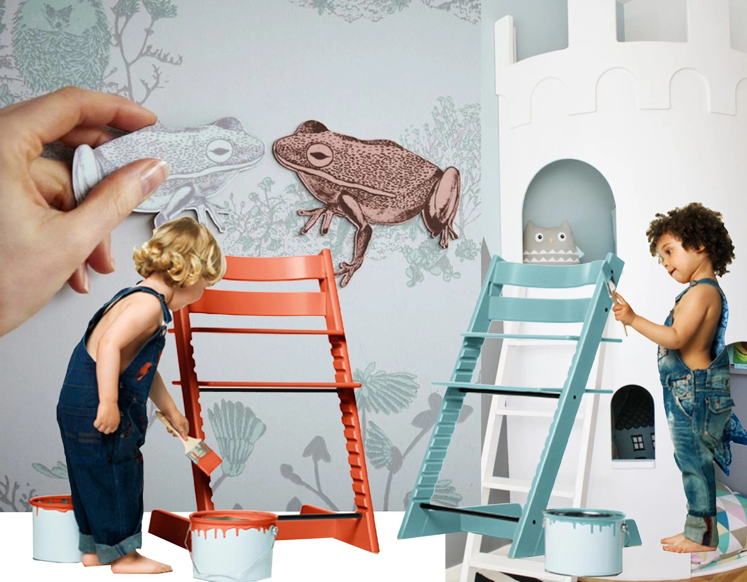 Magnetic Woodland wallpaper Sian Zeng - castle on Bonne Nuit - Tripp Trapp chait Stokke