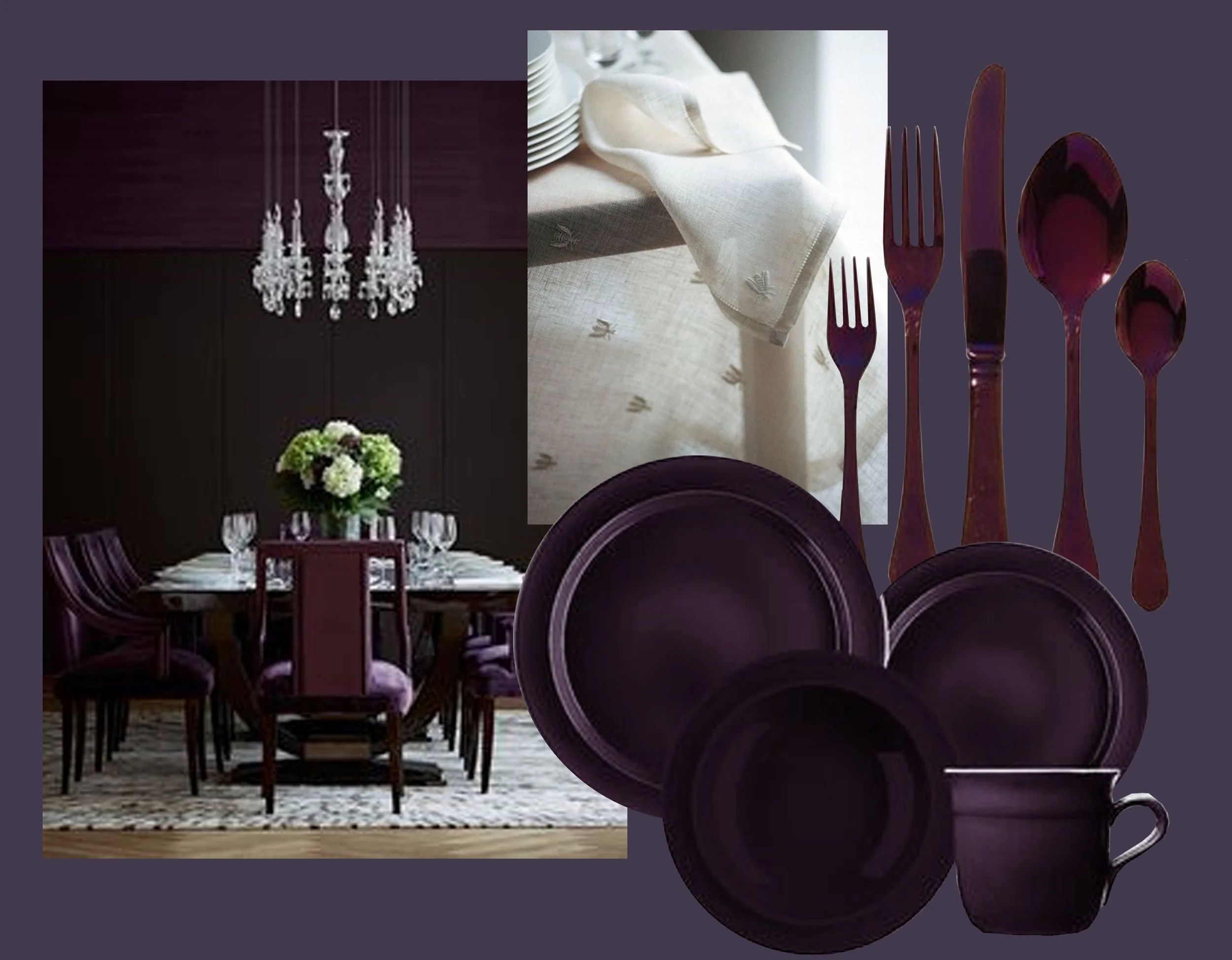 image dining via Decor & Style - table linen Tina Motto - tableware Emile Henry - cutlery via Pinterest