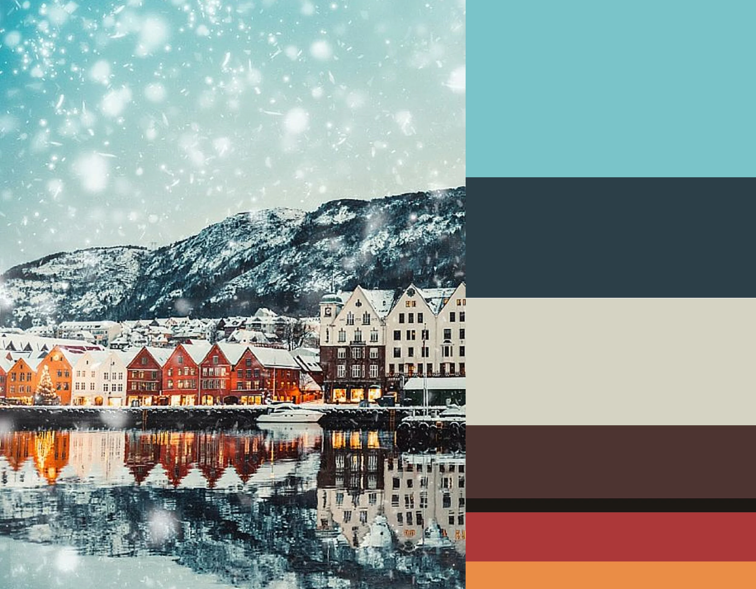 Image Bergen, Norway via Avenly Lane Travel - colors from top down Fairy Tale Blue Benjamin Moore - Twilight Benjamin Moore - James White 2010 Farrow & Ball - Spanish Brown 32 Little Greene - Basalt 221 Little Greene - Terre D'Egypte 247 Farrow & Ball - Pumpkin Pie Benjamin Moore
