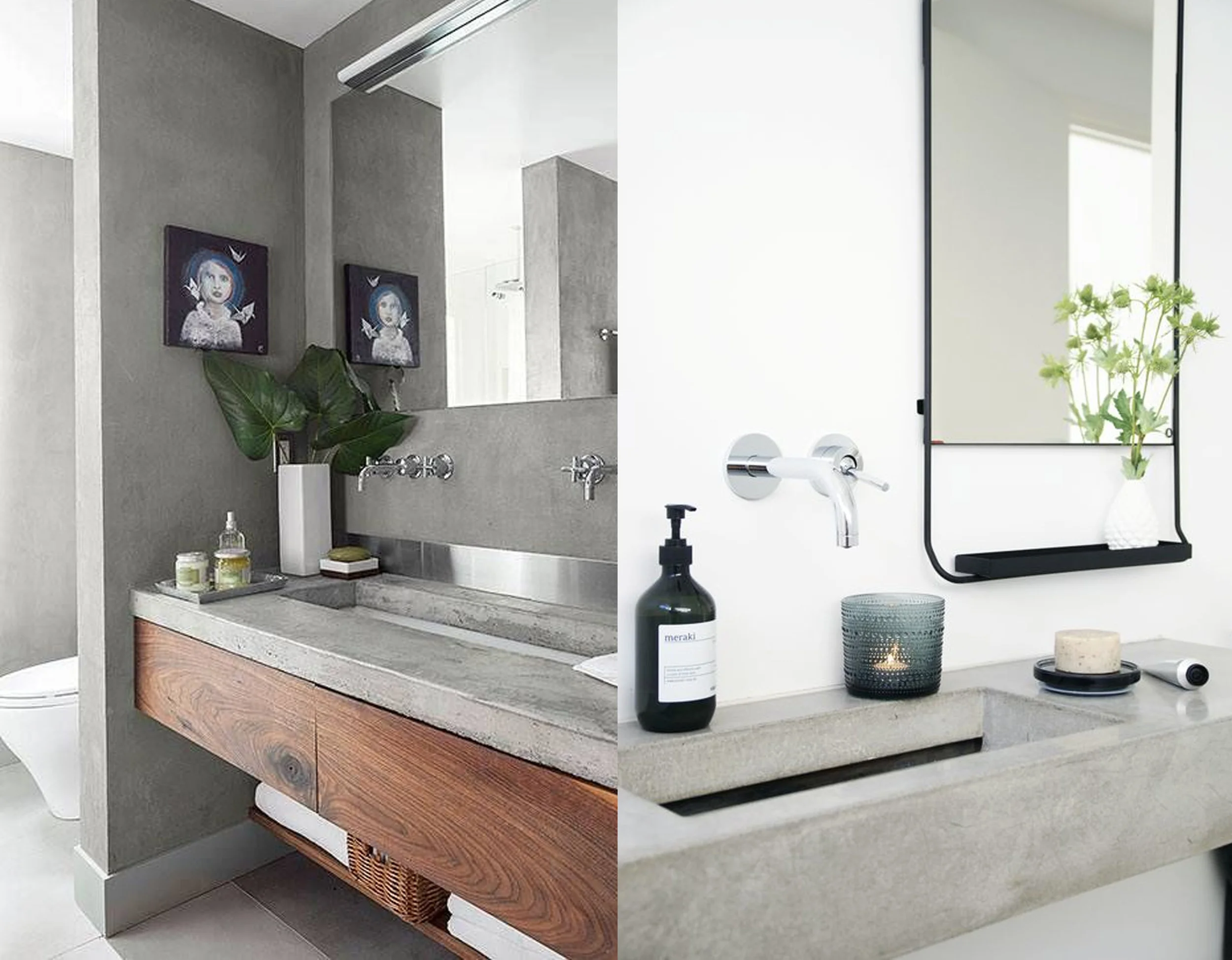 concrete counter top via Domino - concrete washbasin via Funksjonelt