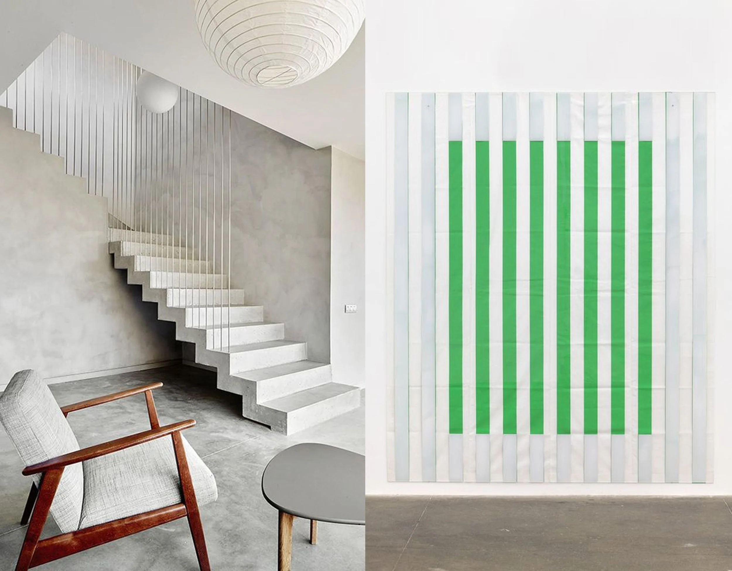 minimalist interior via Pinterest - art work Daniel Buren