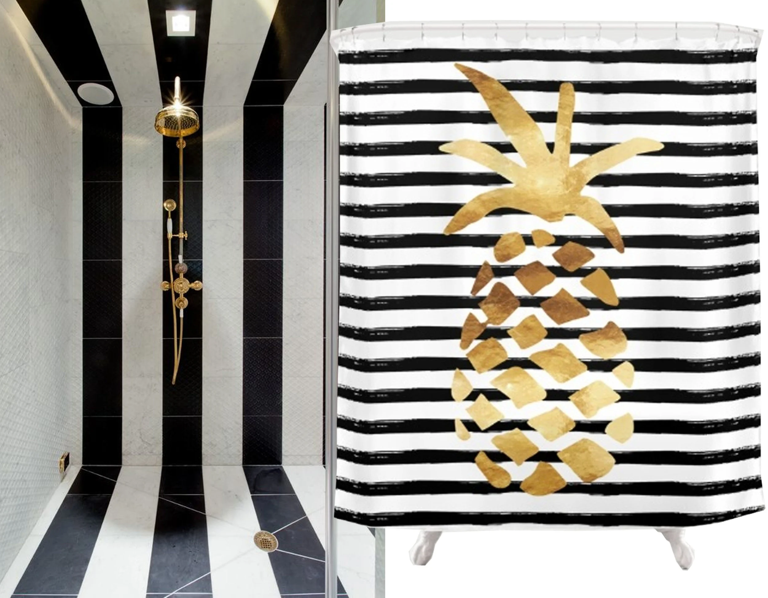 bathroom image via Laurel and Wolf - shower curtain Society 6