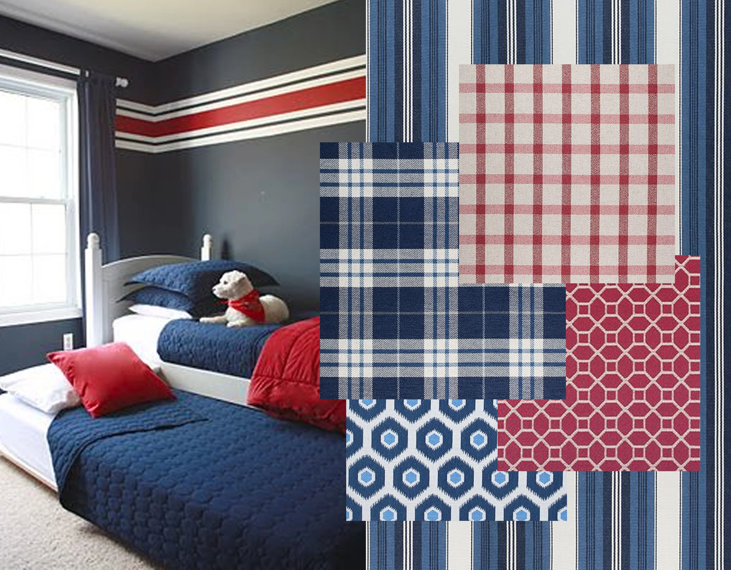 kids'room via The Yellow Cape Cod - fabrics Thibaut