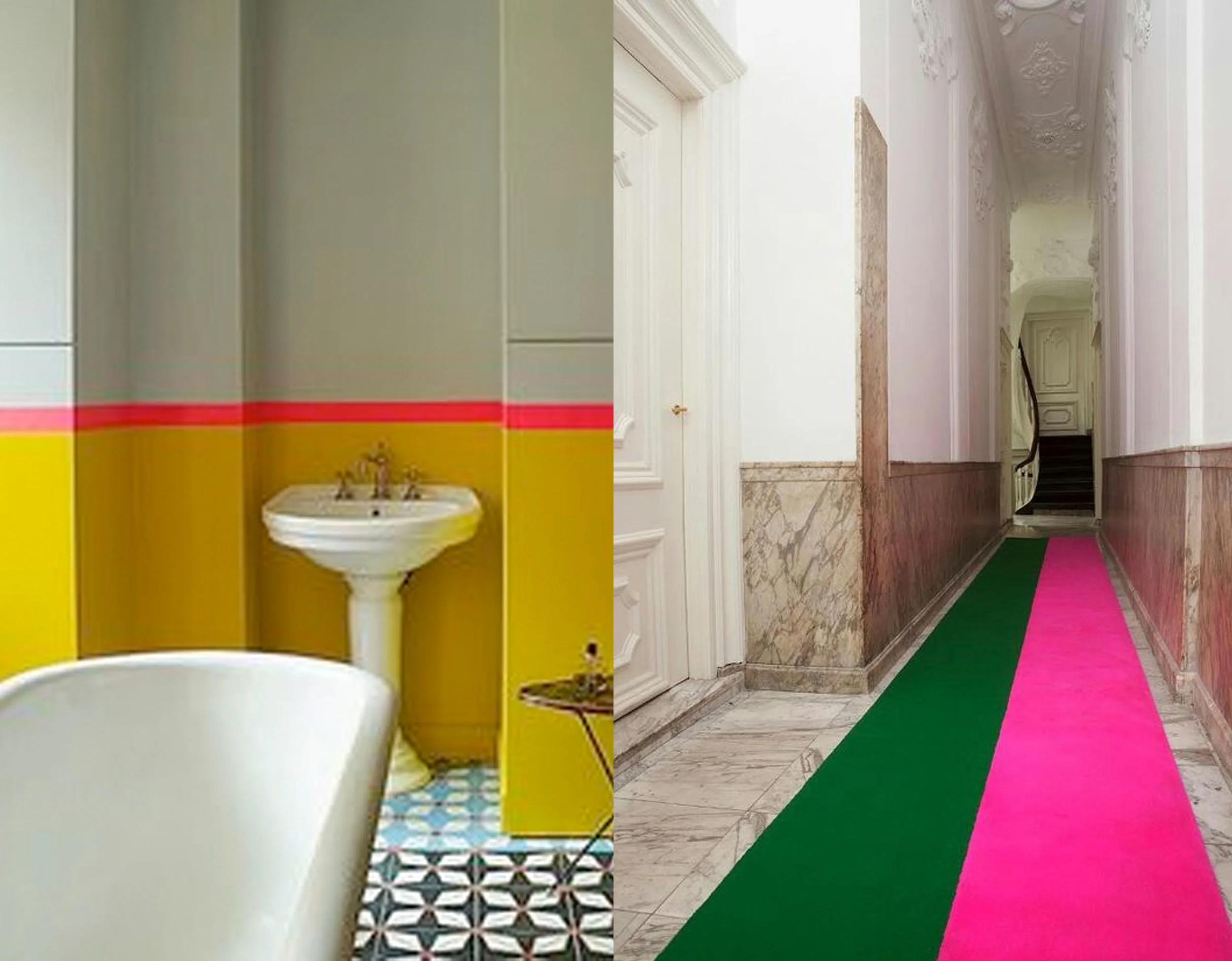 bathroom image via 2 Modern - corridor runner via Apartment Therapy