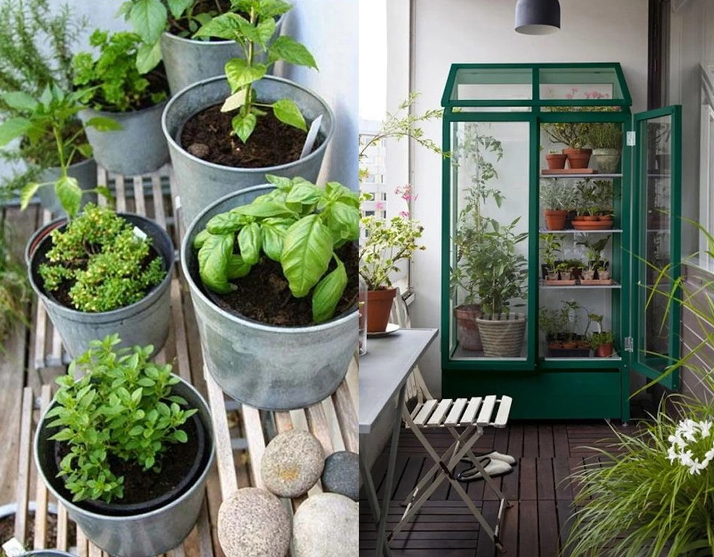 Herb garden via Apartment Therapy - your greenhouse on balcony via Ma Plante Mon Bonheur