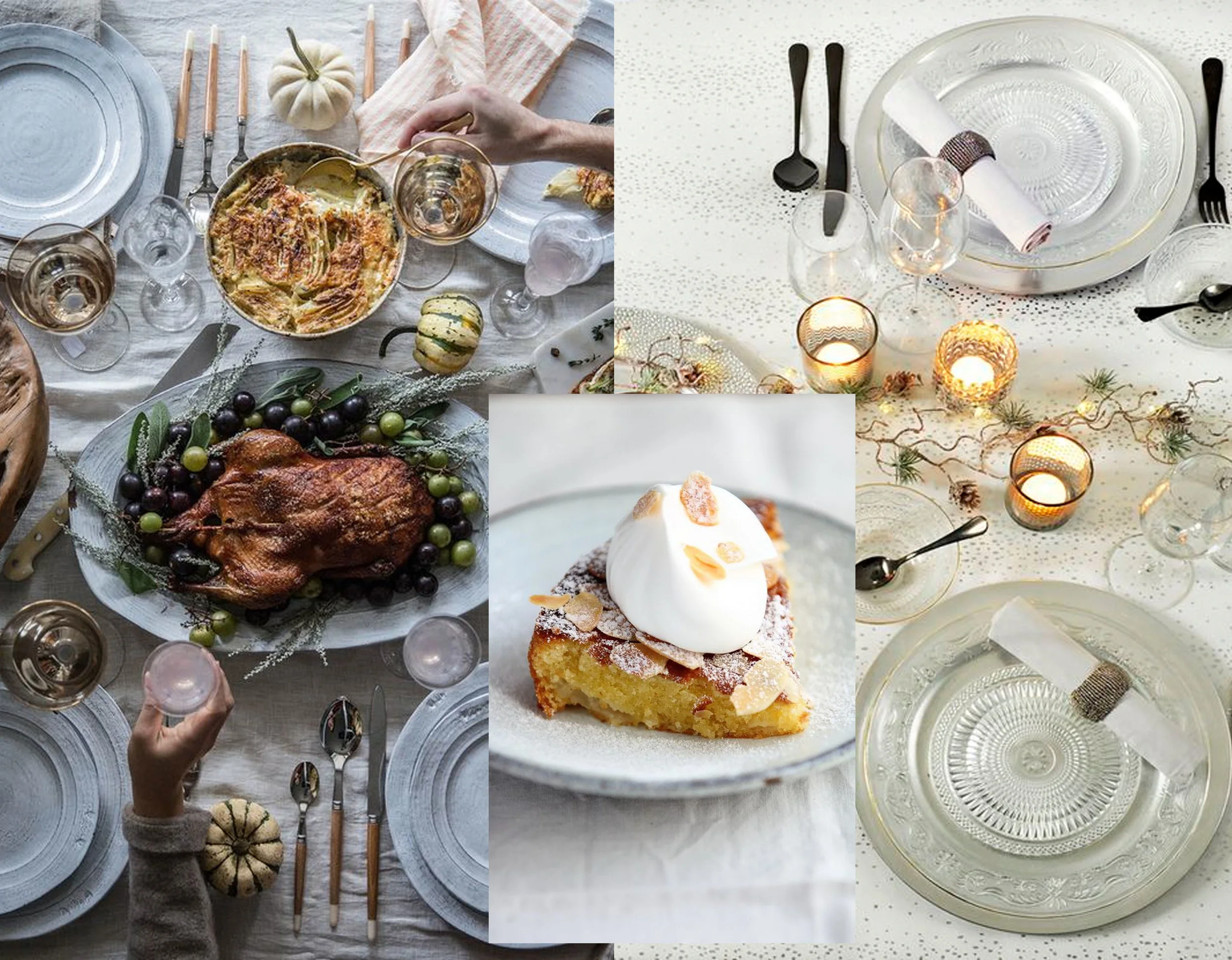 around the table via Local Milk - decorated table via Elle - dessert via Flickr