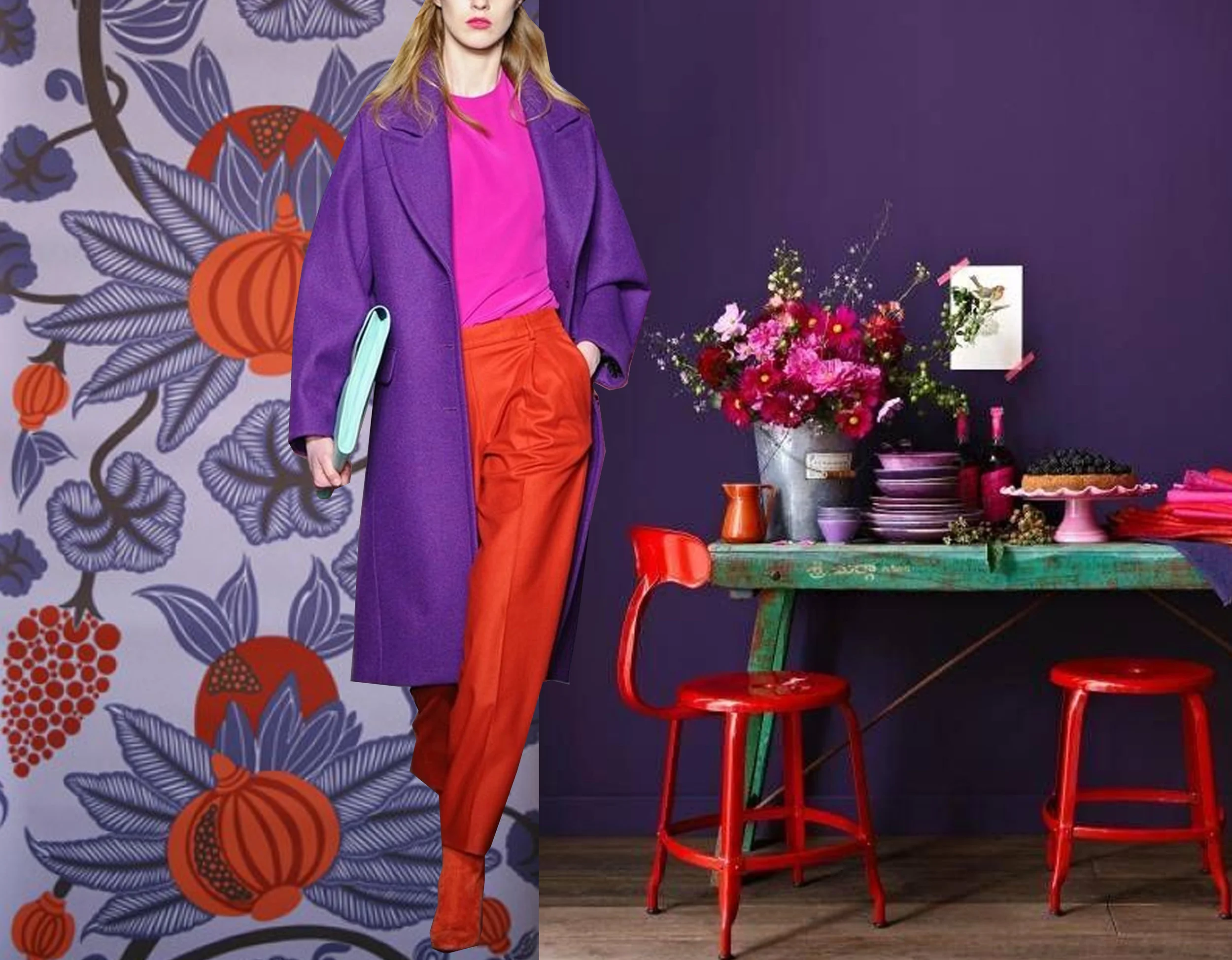 Maharani wallpaper Osborne & Little - fashion outfit Max Mara - interior image via Domino