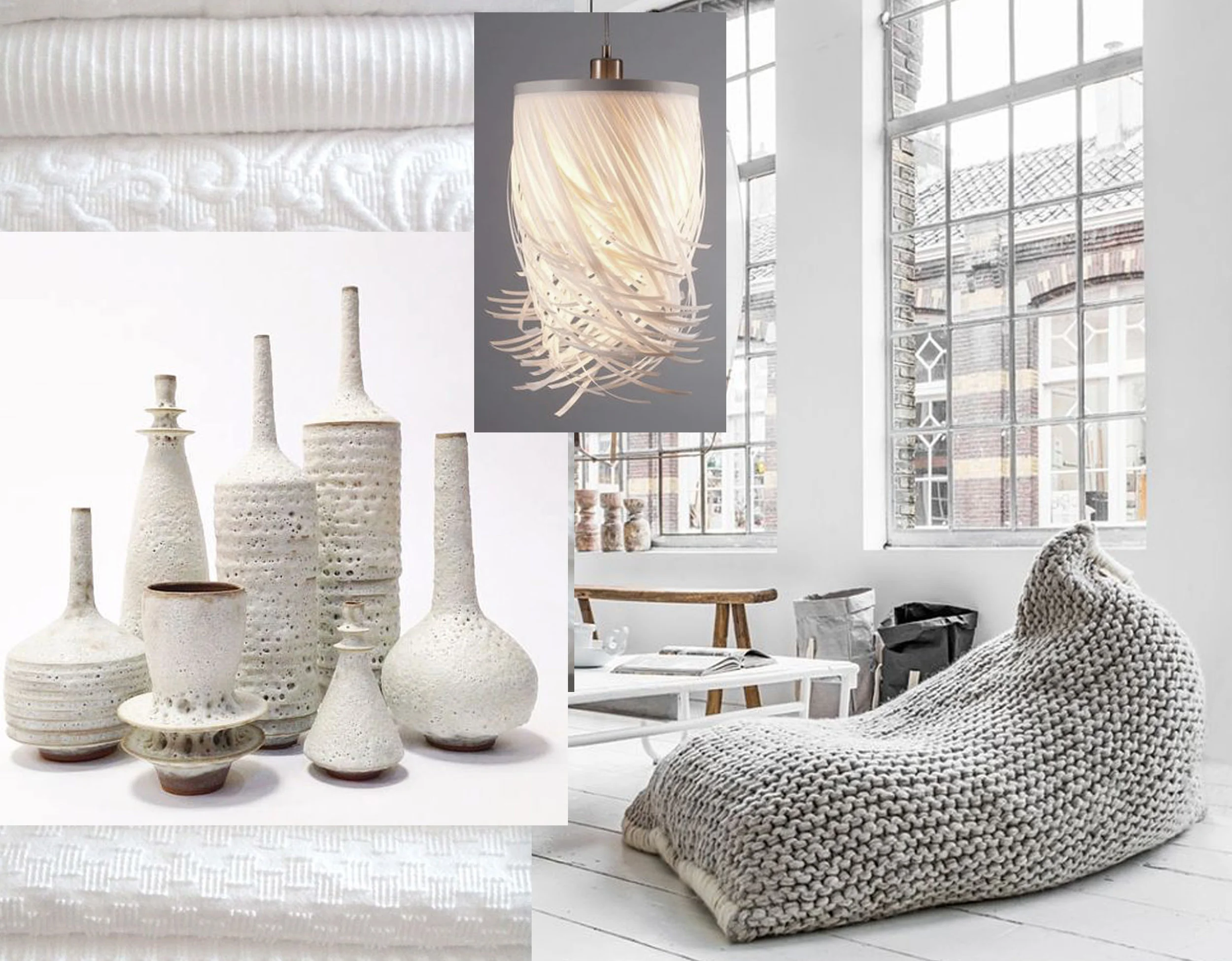 fabrics via Cabin & Cottage - hanging lamp Capellone Ela Dany - ceramics Sara Paloma 