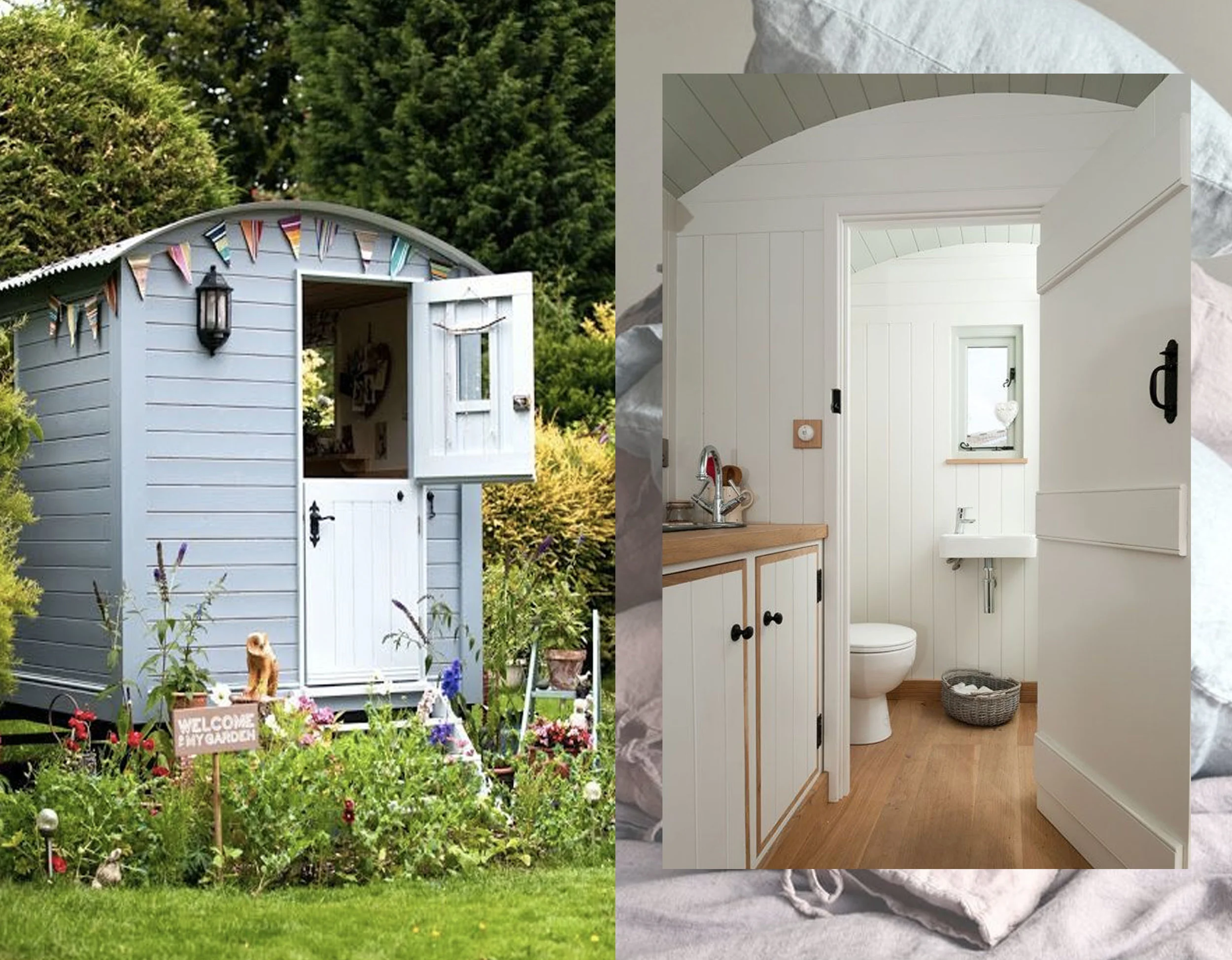 shepherd hut via Long May She Rain - bathroom idea via Blackdown Shepherd Huts