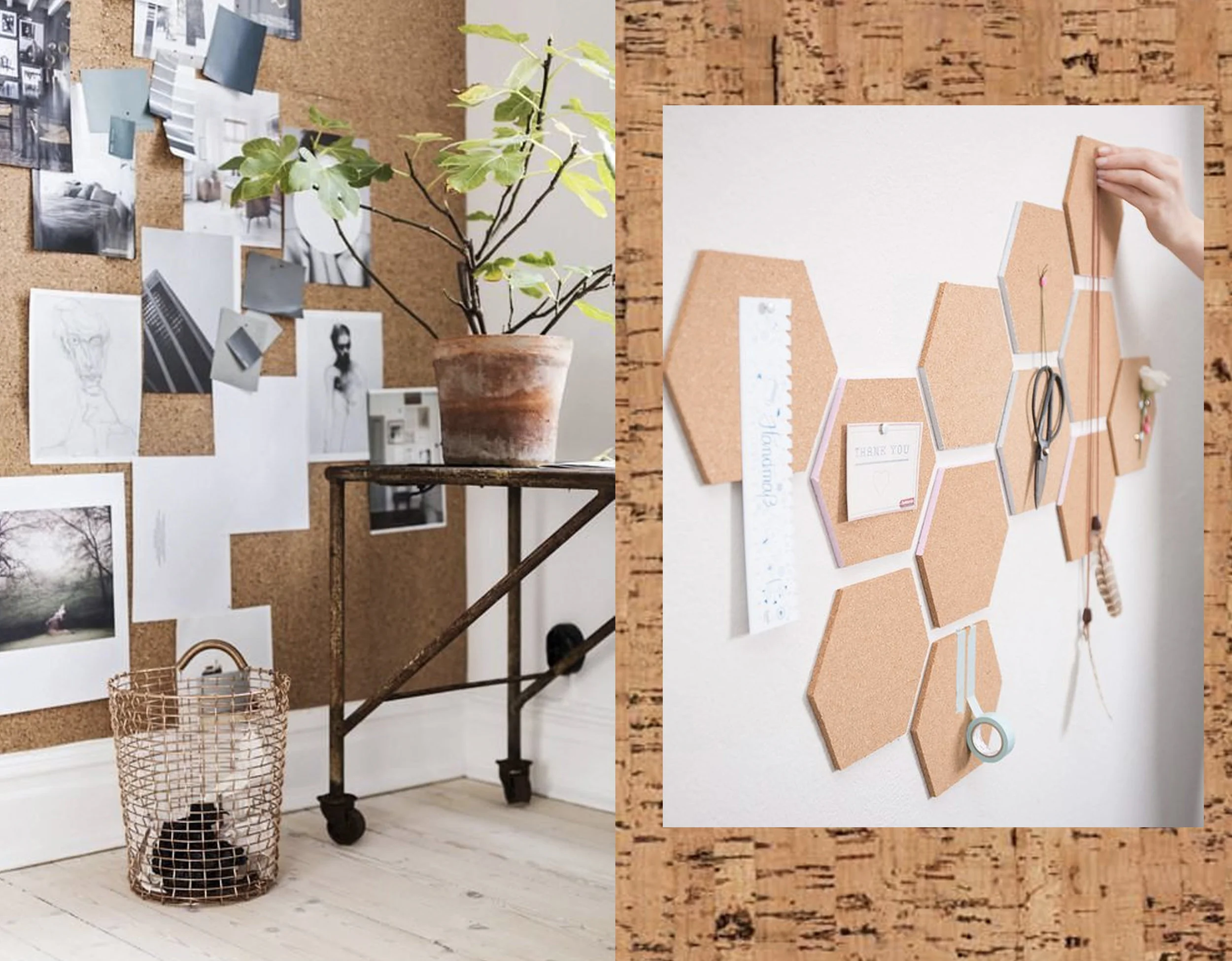 cork in the office via Italianbark - decorative cork on wall via Dawanda