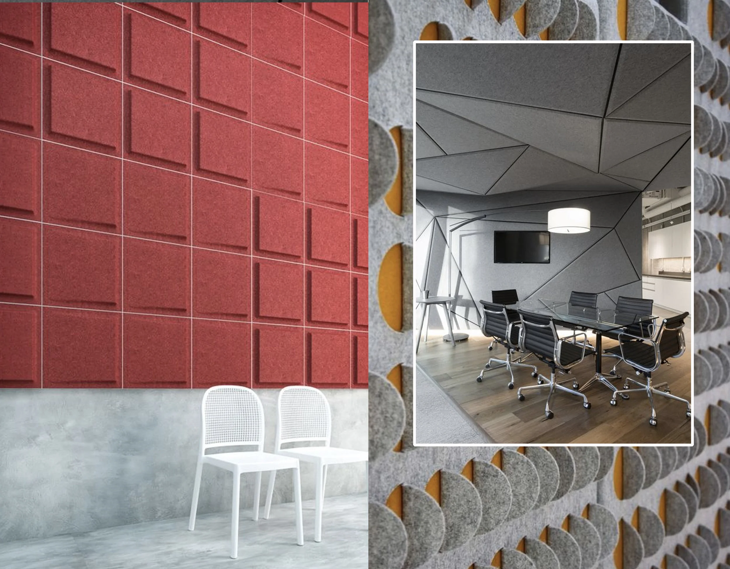 acoustic panels Gaber via Archiproducts - bespoke acoustic wallpanel ,POA, selina Rose via Furnish - office via Office Snapshots