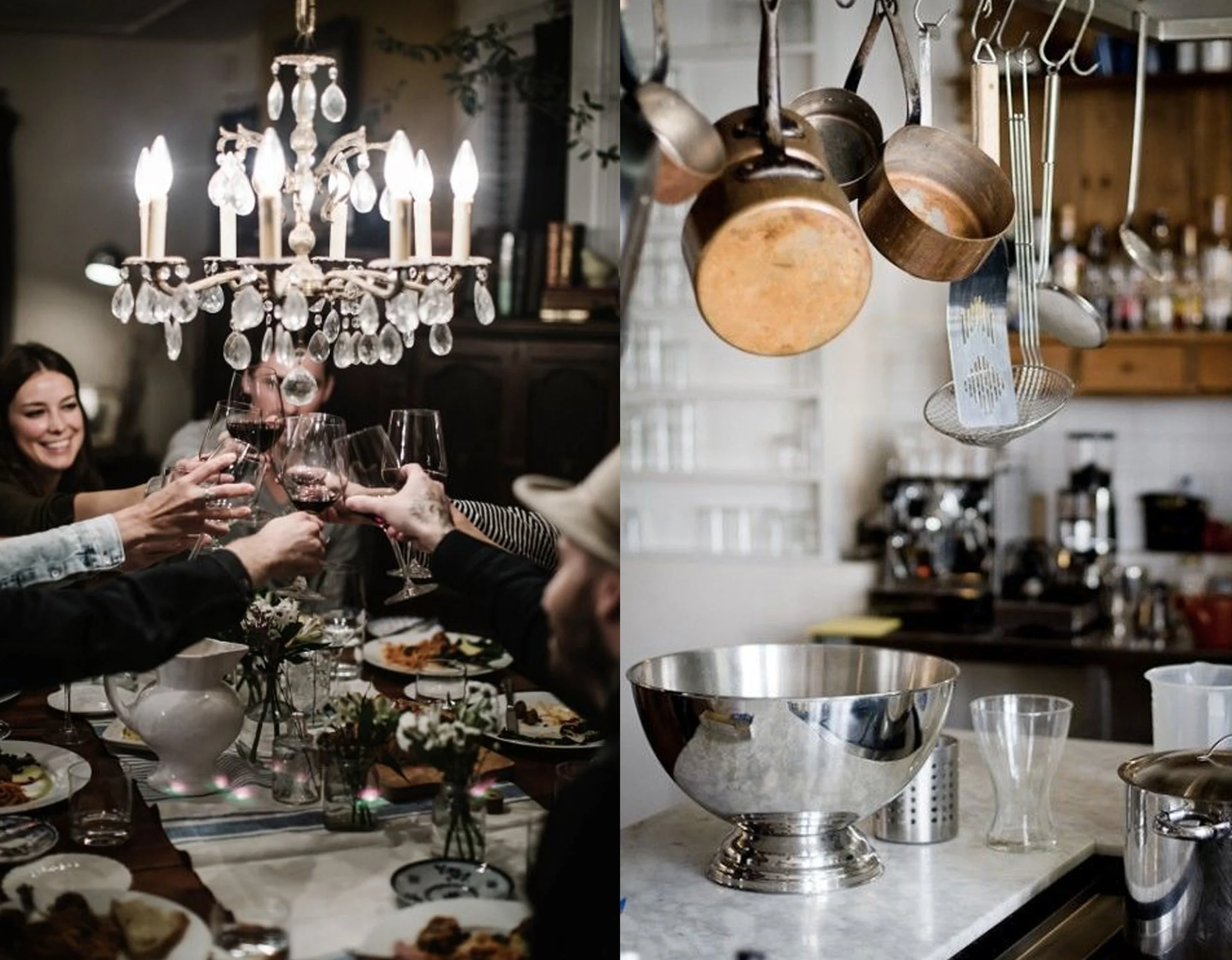 dinner with friends via Sunflowers and Searching Hearts - kitchen image via Blues Ryder