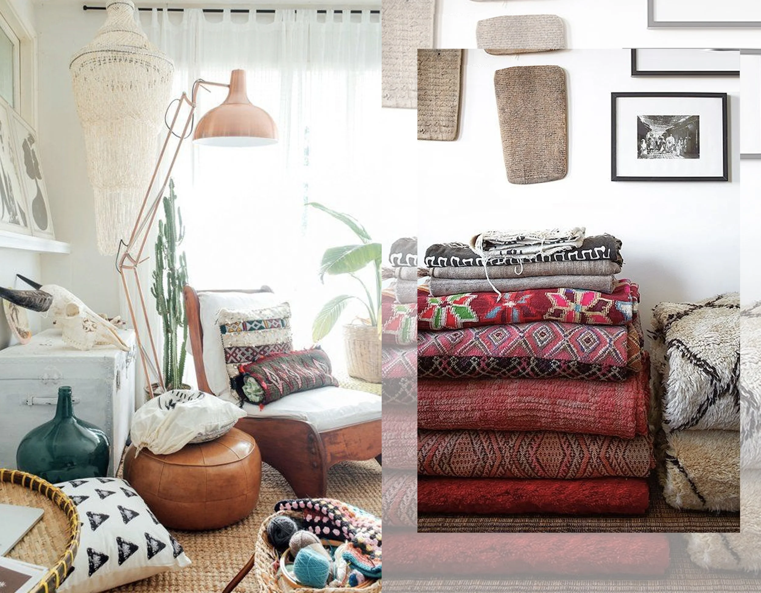 interior image via the Fee Spirited - vintage fabrics via Moon to Moon