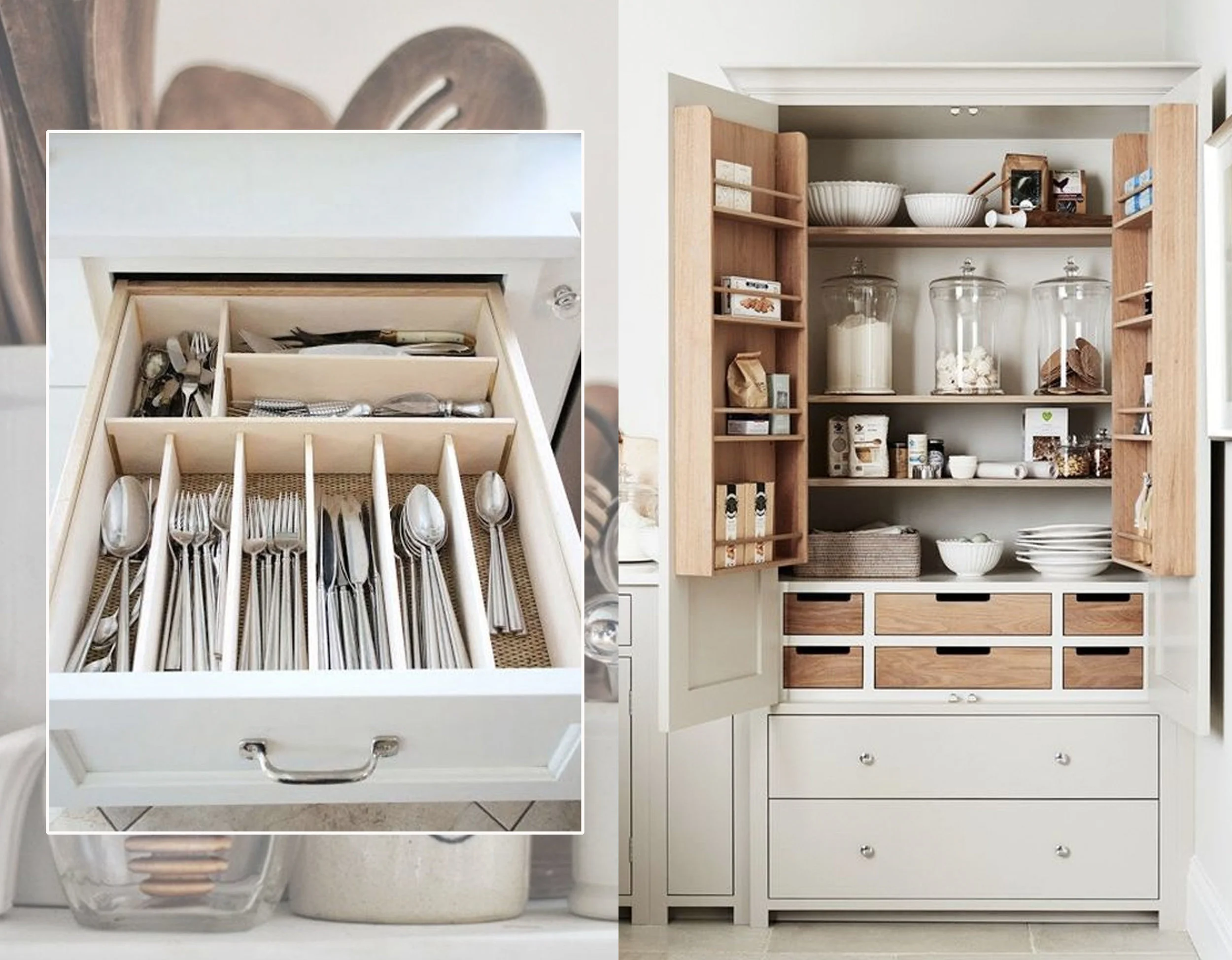 organized drawer via Pure Wow - pantry via