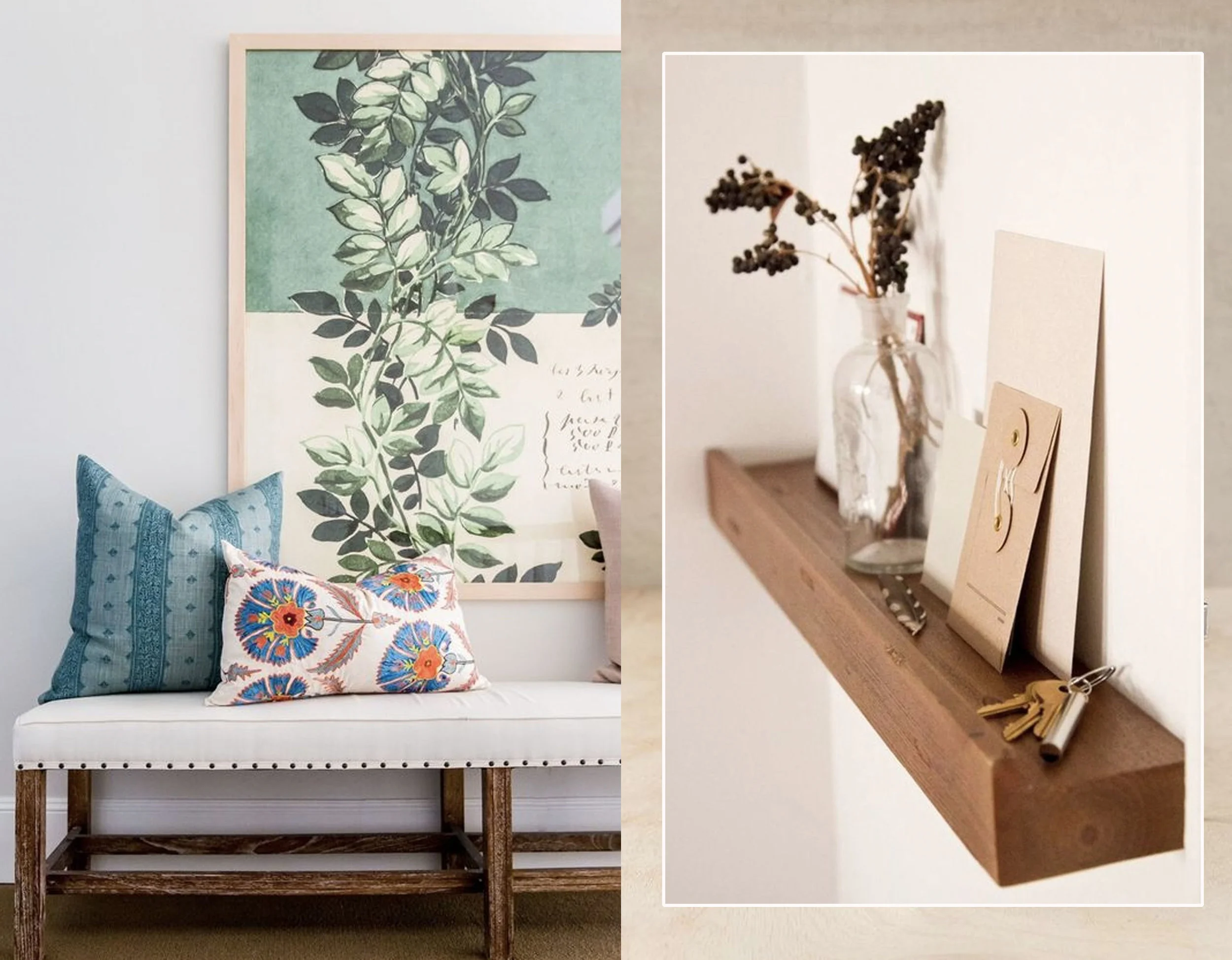 hallway via Studio McGee - organizer via Almost Makes Perfect
