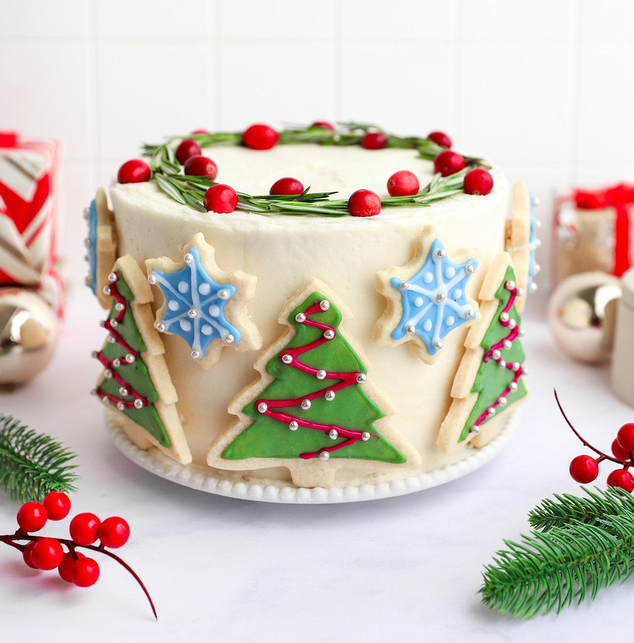 Christmas Cookie Cake with Rosemary & Cranberries | Artificial Dye ...