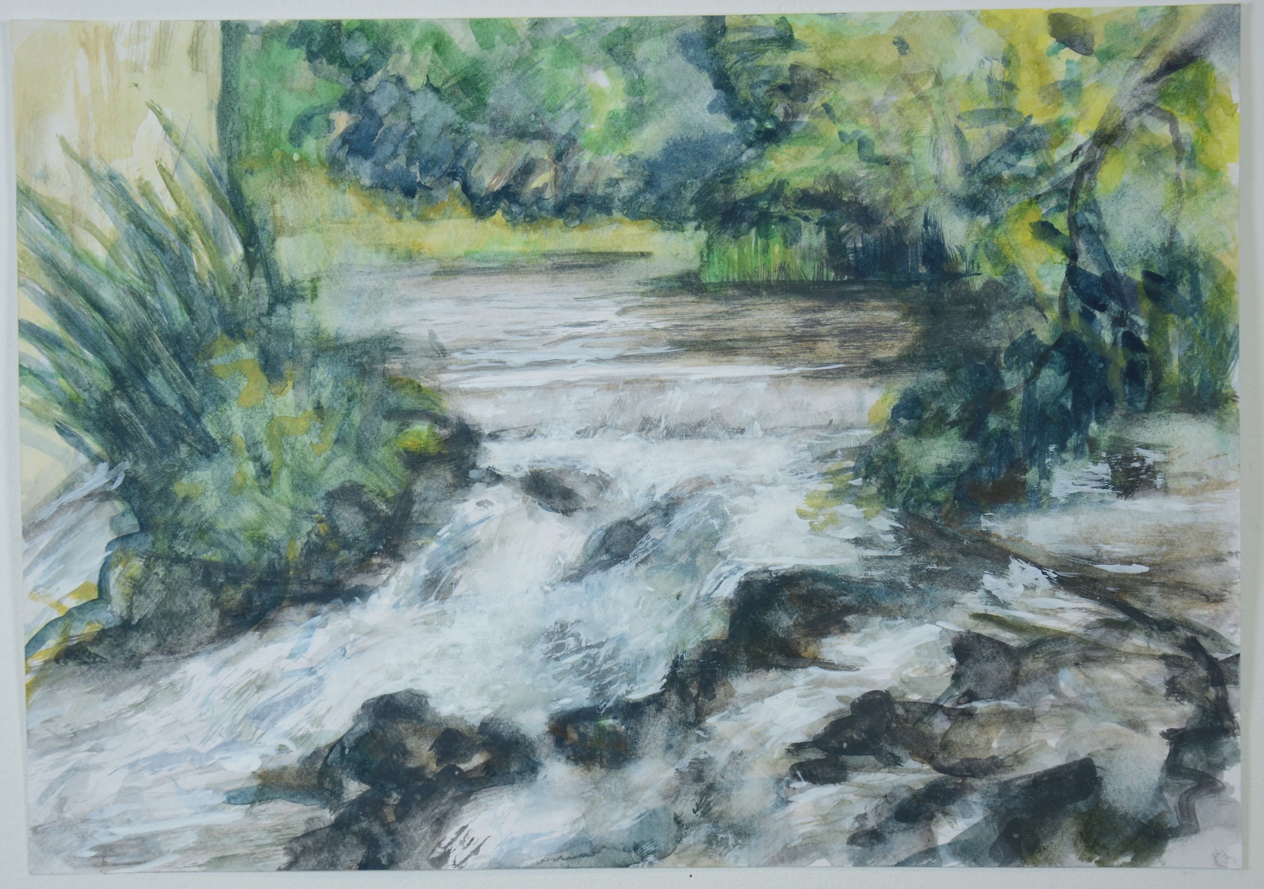  The Flight from the Emperor (Spillway of the Rance)  watercolor and ink on paper   11.5” x 16”  2022 