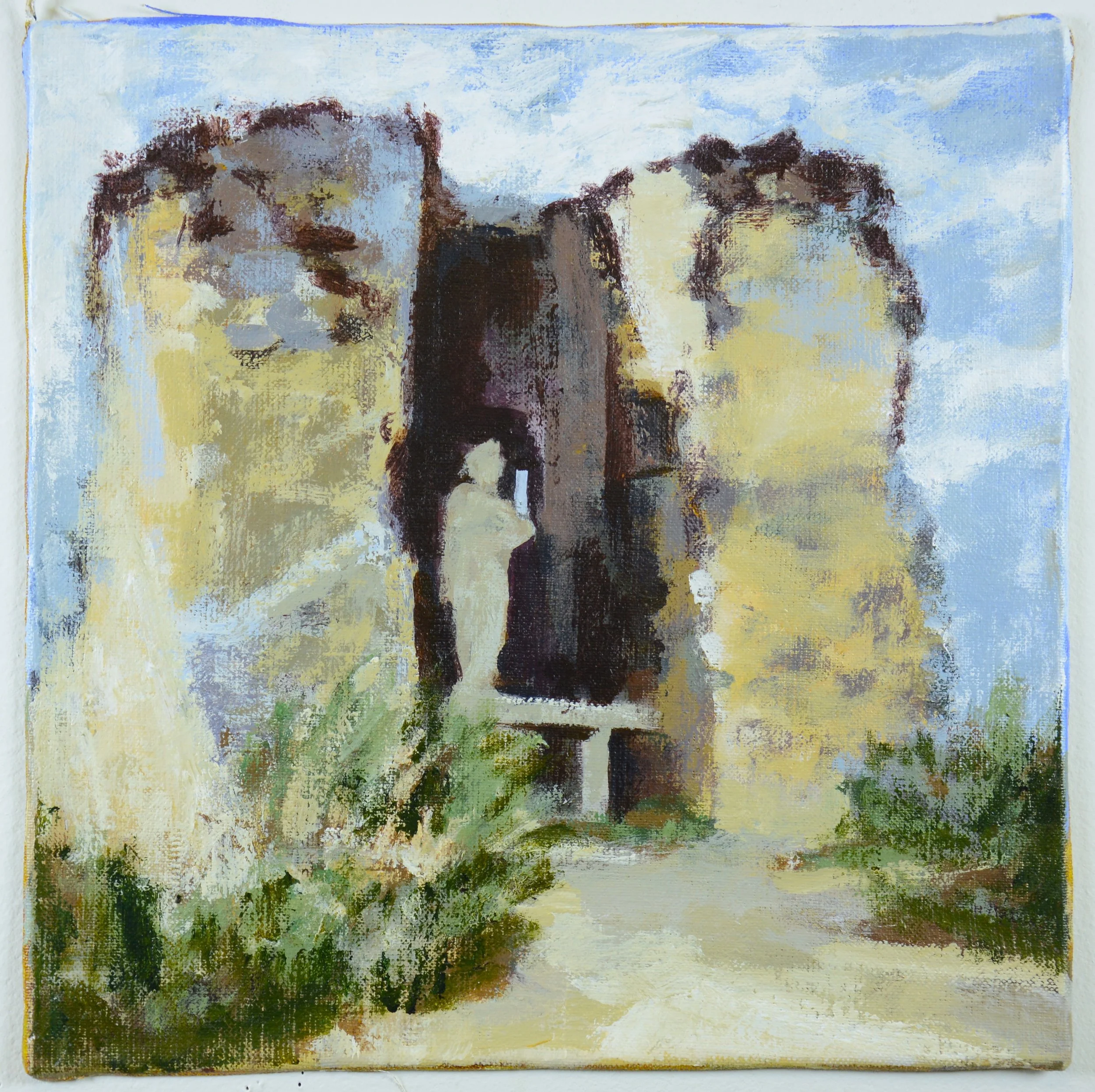 NW Tower #2- Light Sliver acrylic on linen 30cm x 30cm 2022