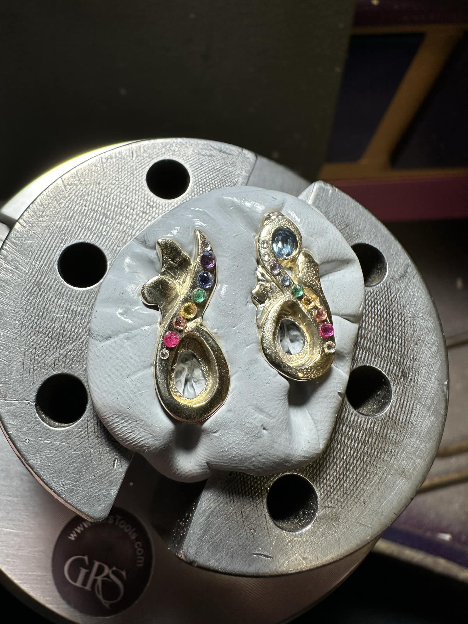 Sneak peek at some non-matching earrings I'm working on.