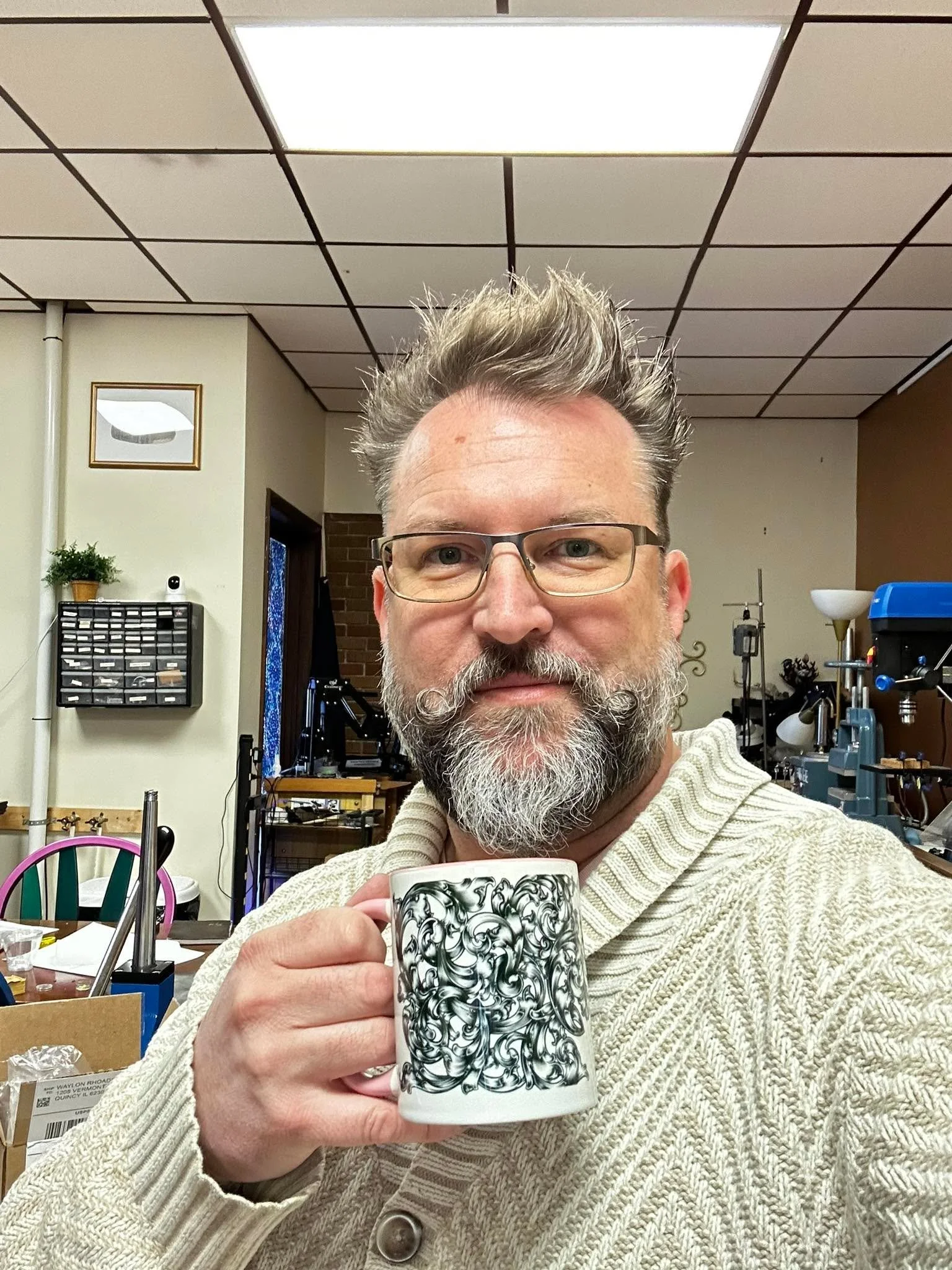 I am happy to receive my new coffee mug from my very good friend and comrade, Jeremy Brett Askew! If you were thinking about being as cool as me, you should buy one too!! I'll have Jeremy post a link in the comments!