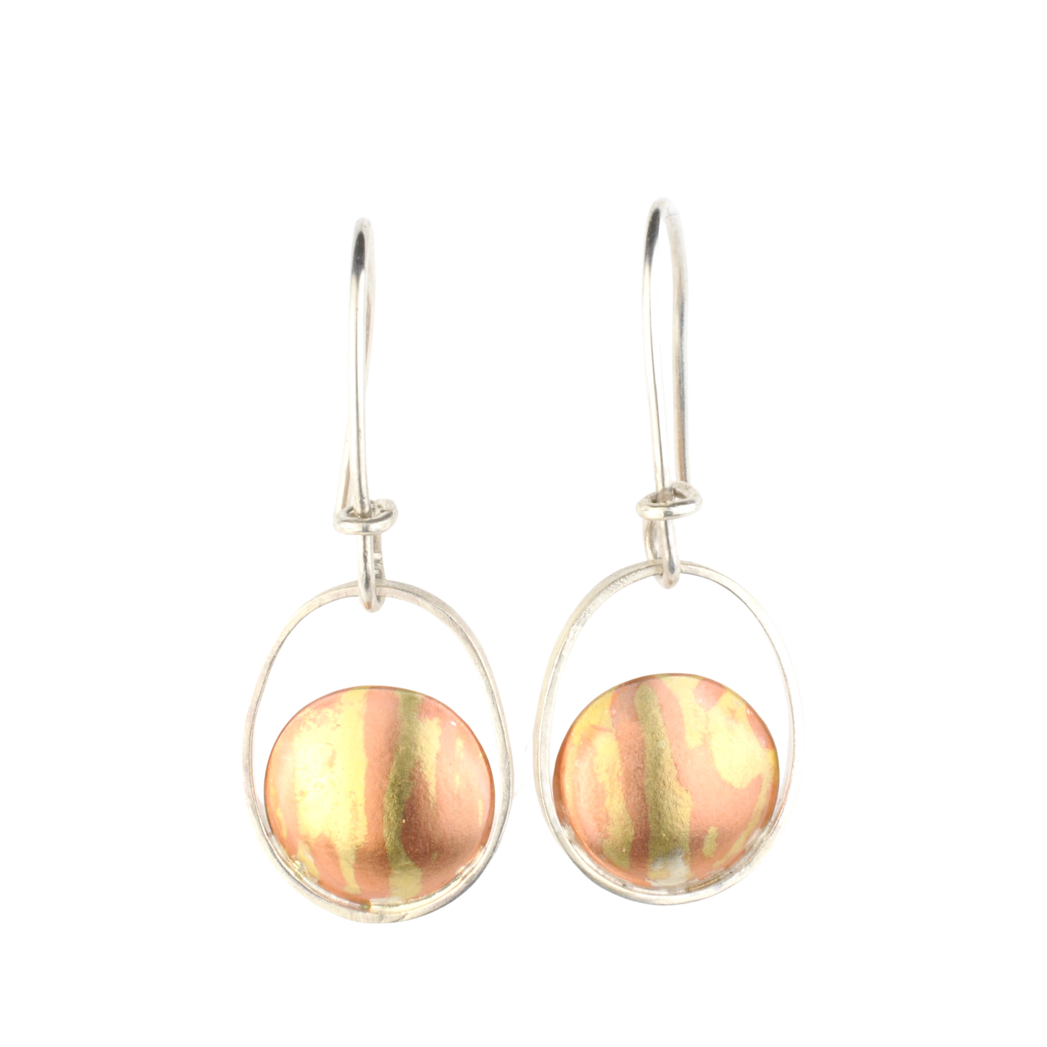 Mokume Disc Dangle Earrings