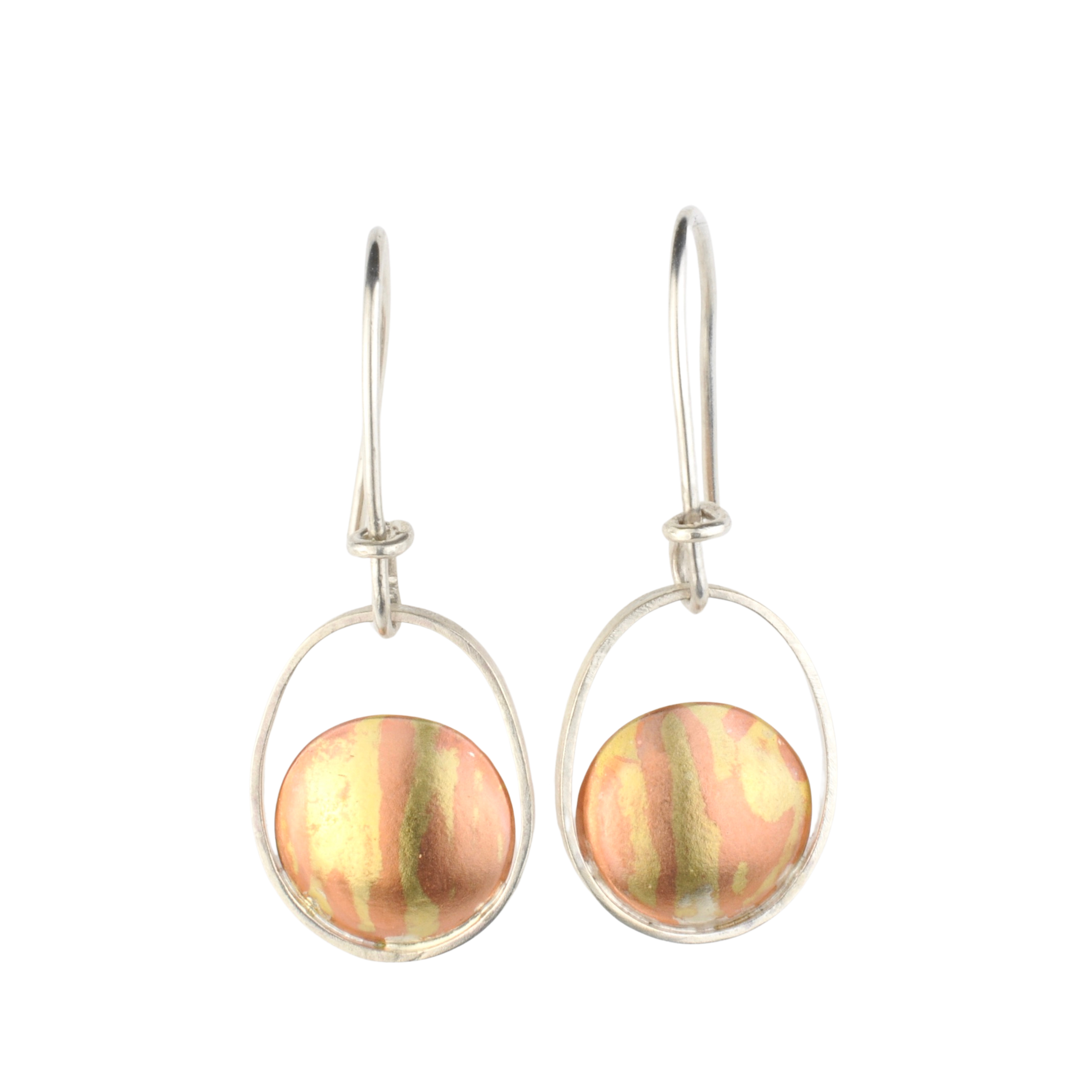 Mokume Disc Dangle Earrings