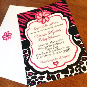 Eleven Eleven Pixel Hot Pink Zebra And Leopard Print Baby Shower
