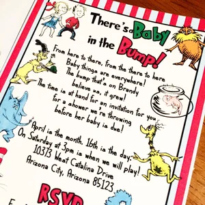 Eleven Eleven Pixel Dr Seuss Baby Shower Invitations