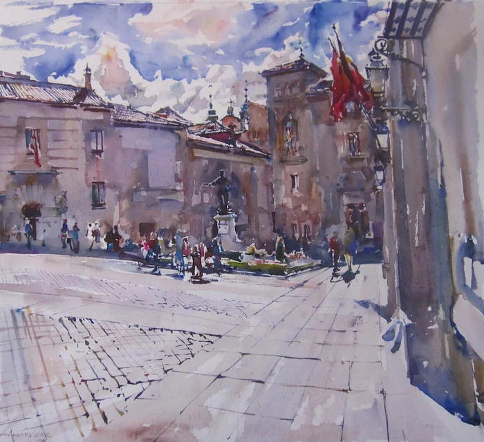 Watercolor on Paper / 20 x 20 inches / Available