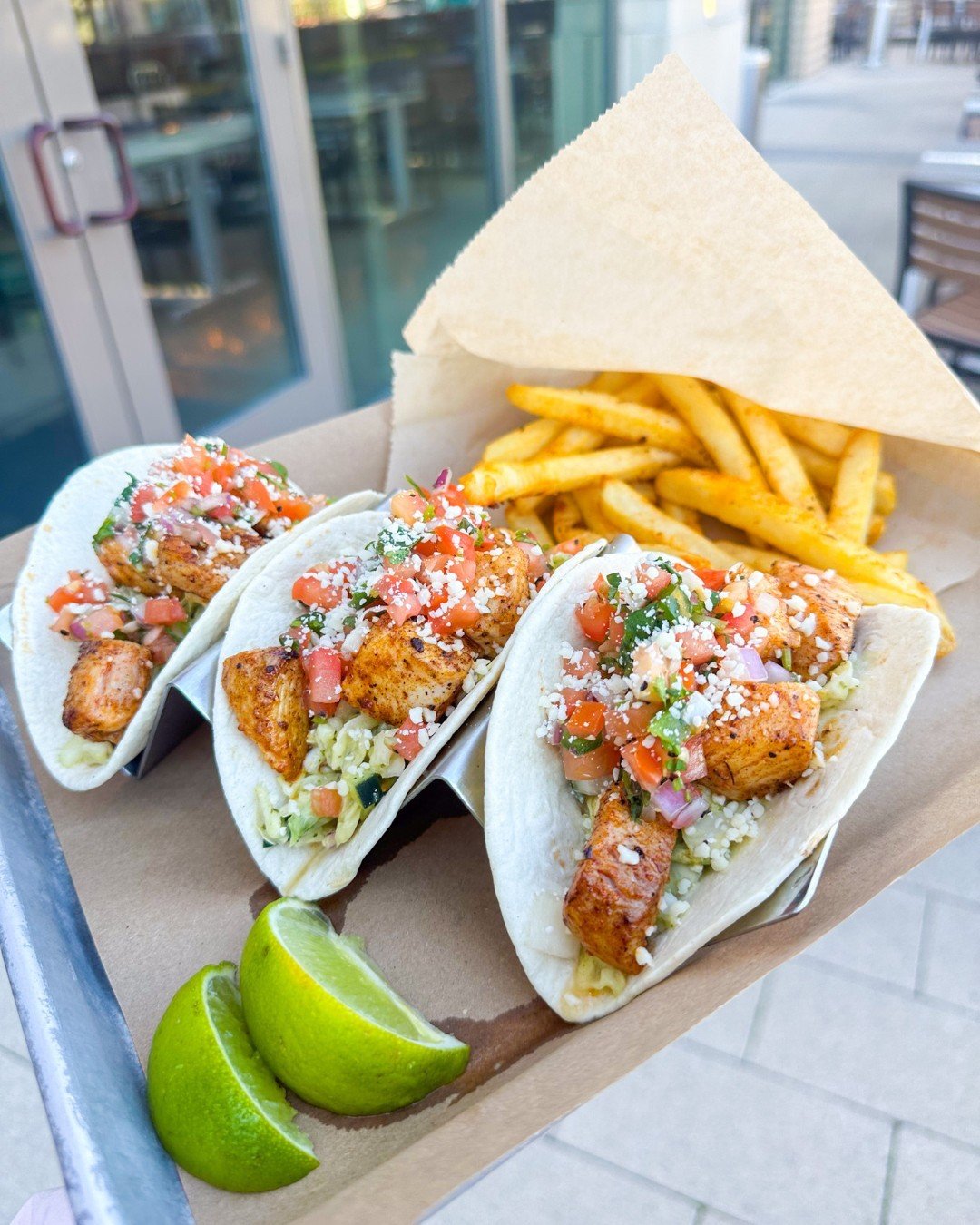 Seafood &amp; Tacos: A Delicious Duo! 🐟️🌮⁠
⁠
Take your pick: blackened shrimp or mahi, tucked into tortillas with creamy avocado slaw, cheese, and fresh pico. It's a best seller for a reason!⁠
⁠
Dine in or order online today! Link in bio.⁠
-⁠
-⁠
-⁠