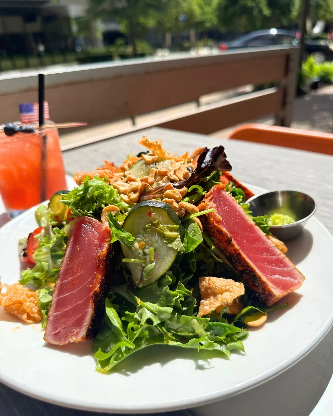 Good news: our Seared Ahi Salad is back, and it&rsquo;s the kind of &ldquo;healthy&rdquo; that actually tastes good.⁠
⁠
🥗 Seared Ahi tuna⁠
🥒 House-pickled cucumbers⁠
🥜 Cashews + crispy wontons⁠
🌶️ Mae ploy vinaigrette (aka flavor central)⁠
⁠
Ligh