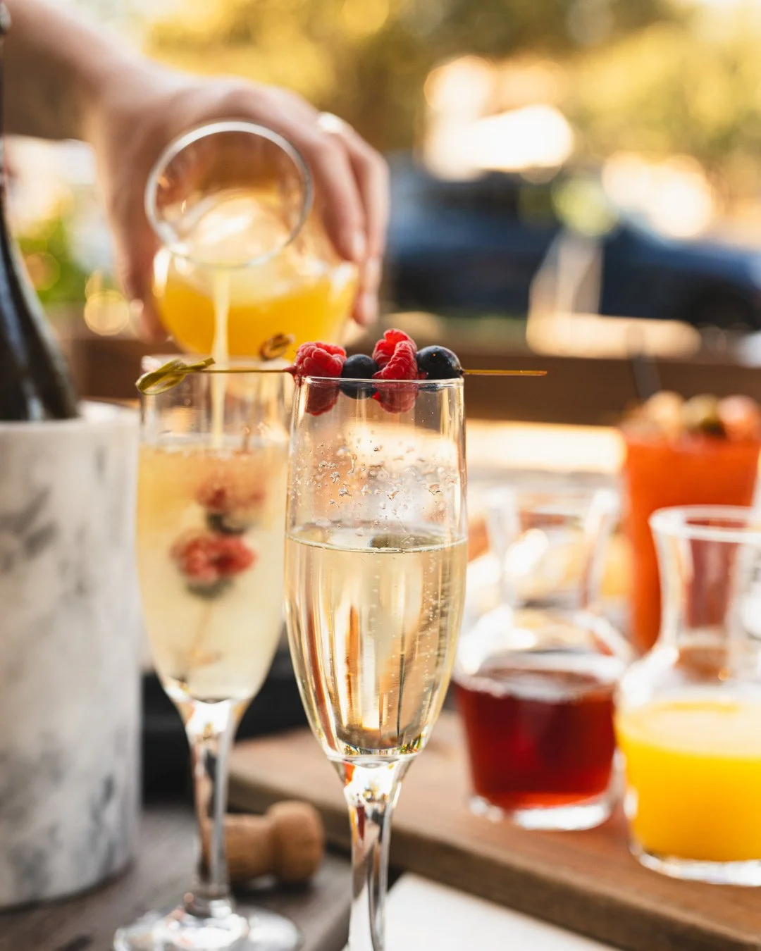 One bottle. Three juices. Zero regrets. 🍾🧃🧃🧃 Our Mimosa Trio = a full bottle of Lunetta Prosecco + three rotating juices, made to share between two (because rules).⁠
⁠
Bring a brunch buddy&mdash;you&rsquo;ve got decisions to make.⁠
-⁠
#MimosaTrio