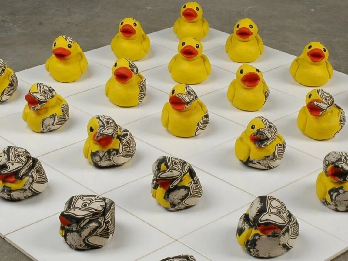 Dryden Wells, Deconstruction of My Rubber Ducky (detail), earthenware & industrial porcelain tiles, 2006. Courtesy of the artist.