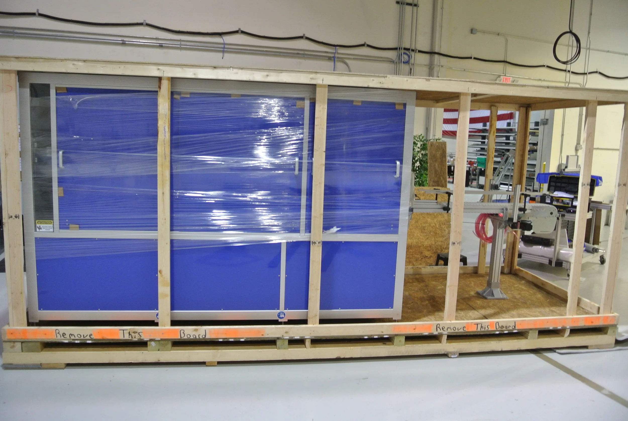 This single-use crate measured 18' x 7' x 8' tall