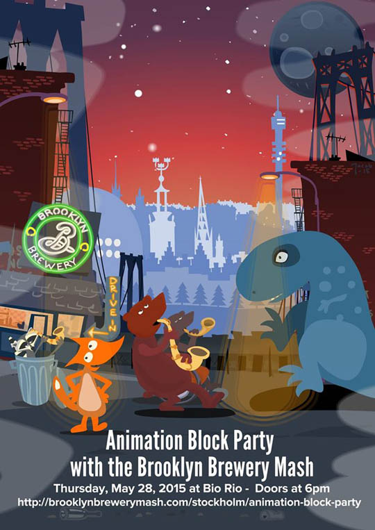 Animation Block Party appeared at the Stockholm Mash on Thursday, May 28 2015 as part of the Brooklyn Brewery Mash international tour.