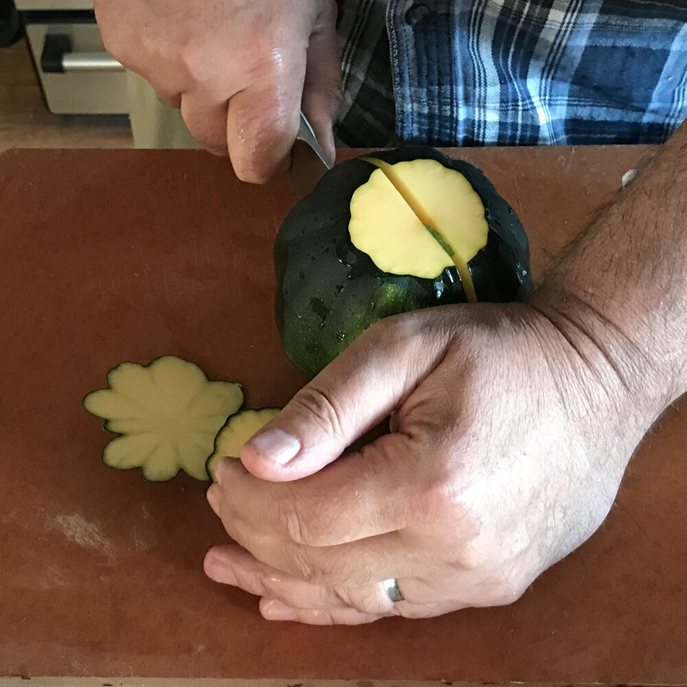 7. Slice acorn squash in half