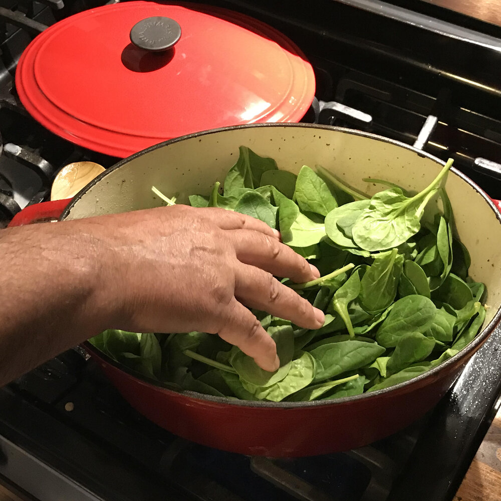 21. Add Spinach and cook until wilted.