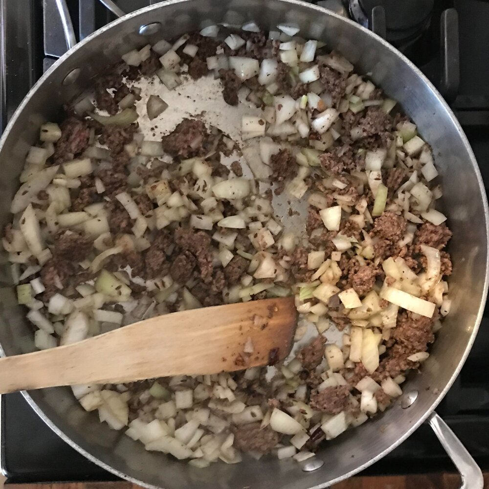 Add the onions, garlic, and ginger