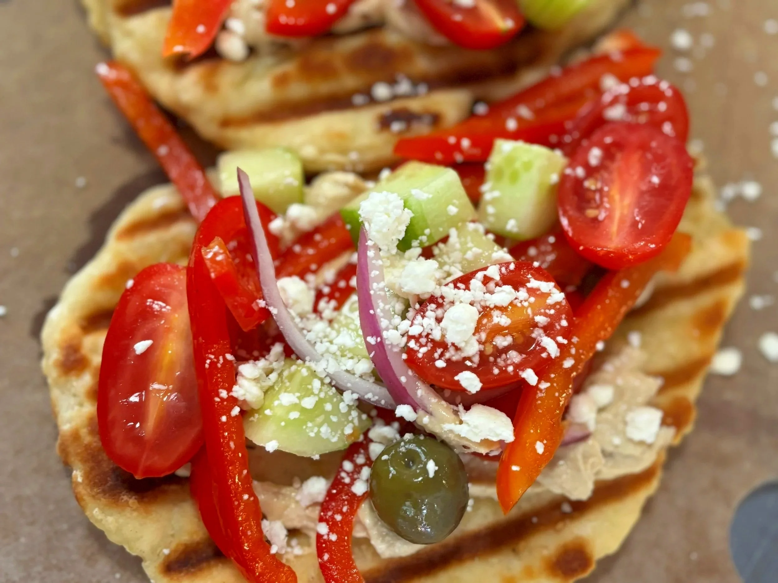 Grilled Flatbread with Mediterranean Salad