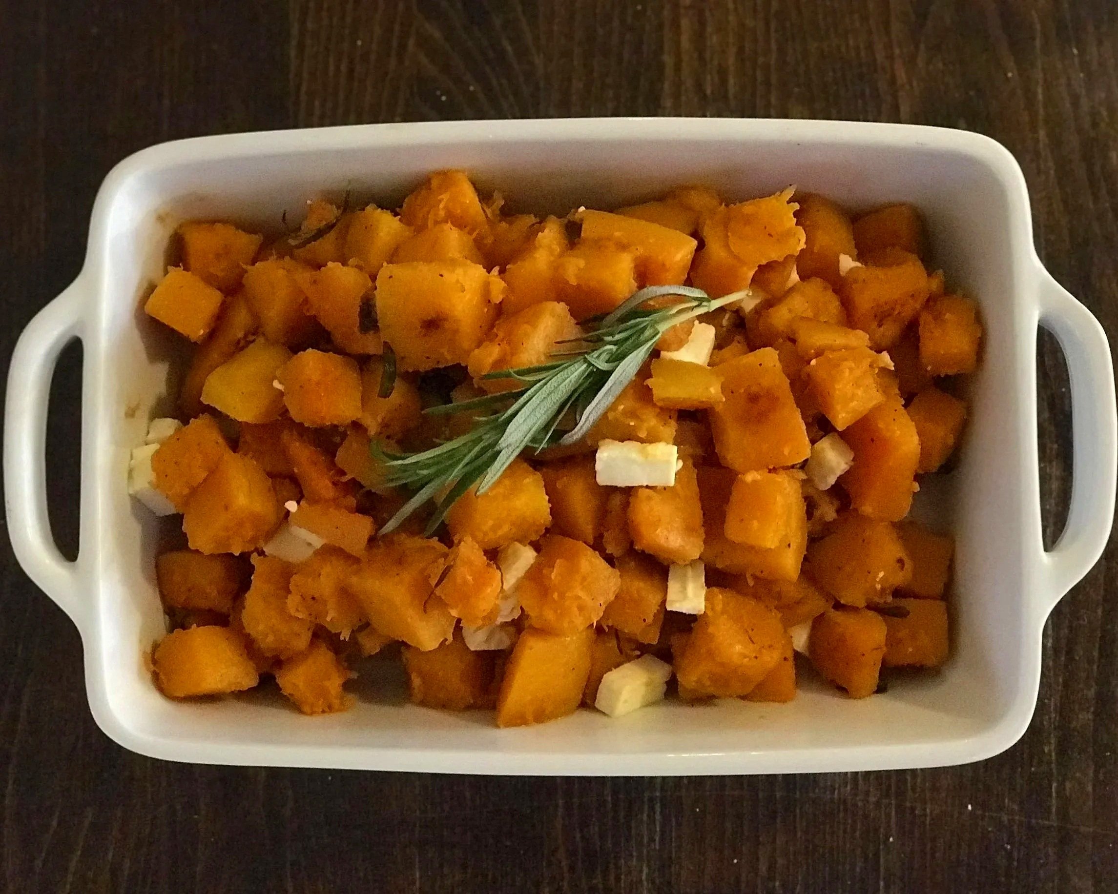 Butternut Squash with Rosemary and Crumbled Feta