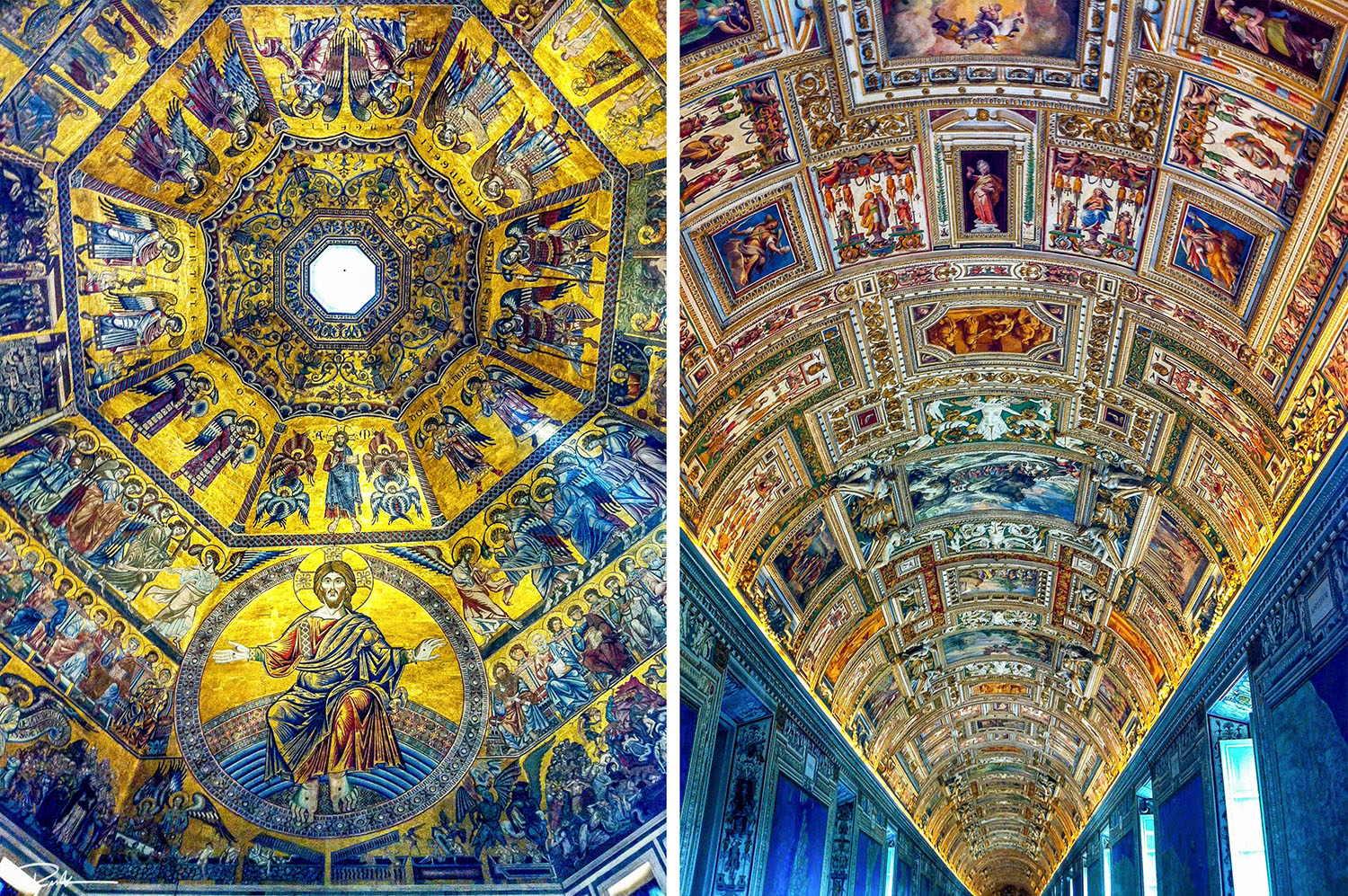 florence battistero and vatican museum ceilings 
