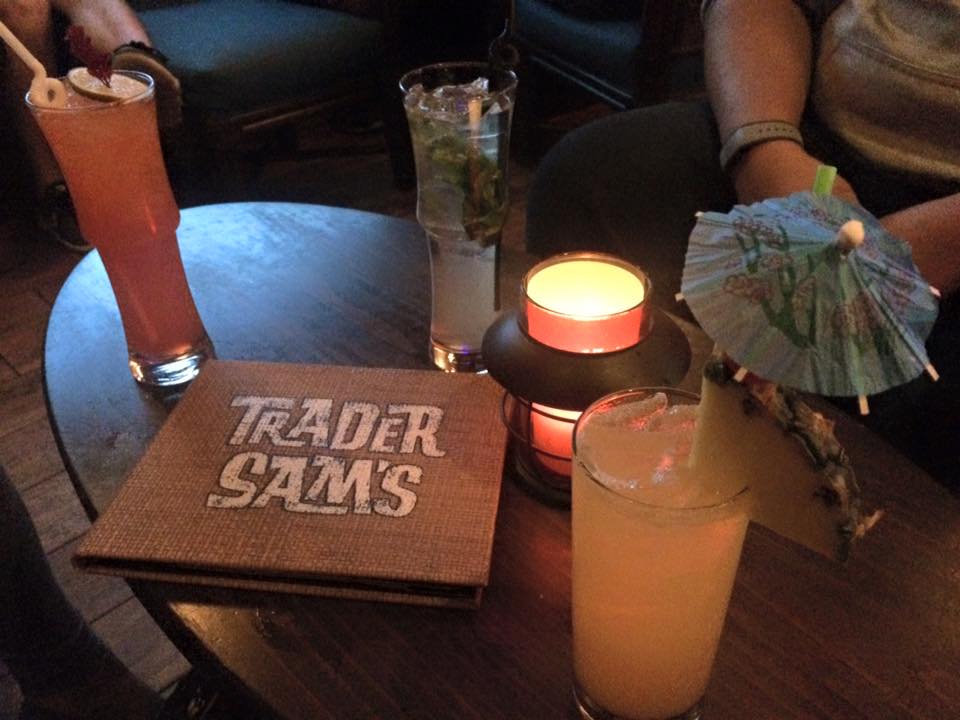 Menu and drinks at Trader Sams