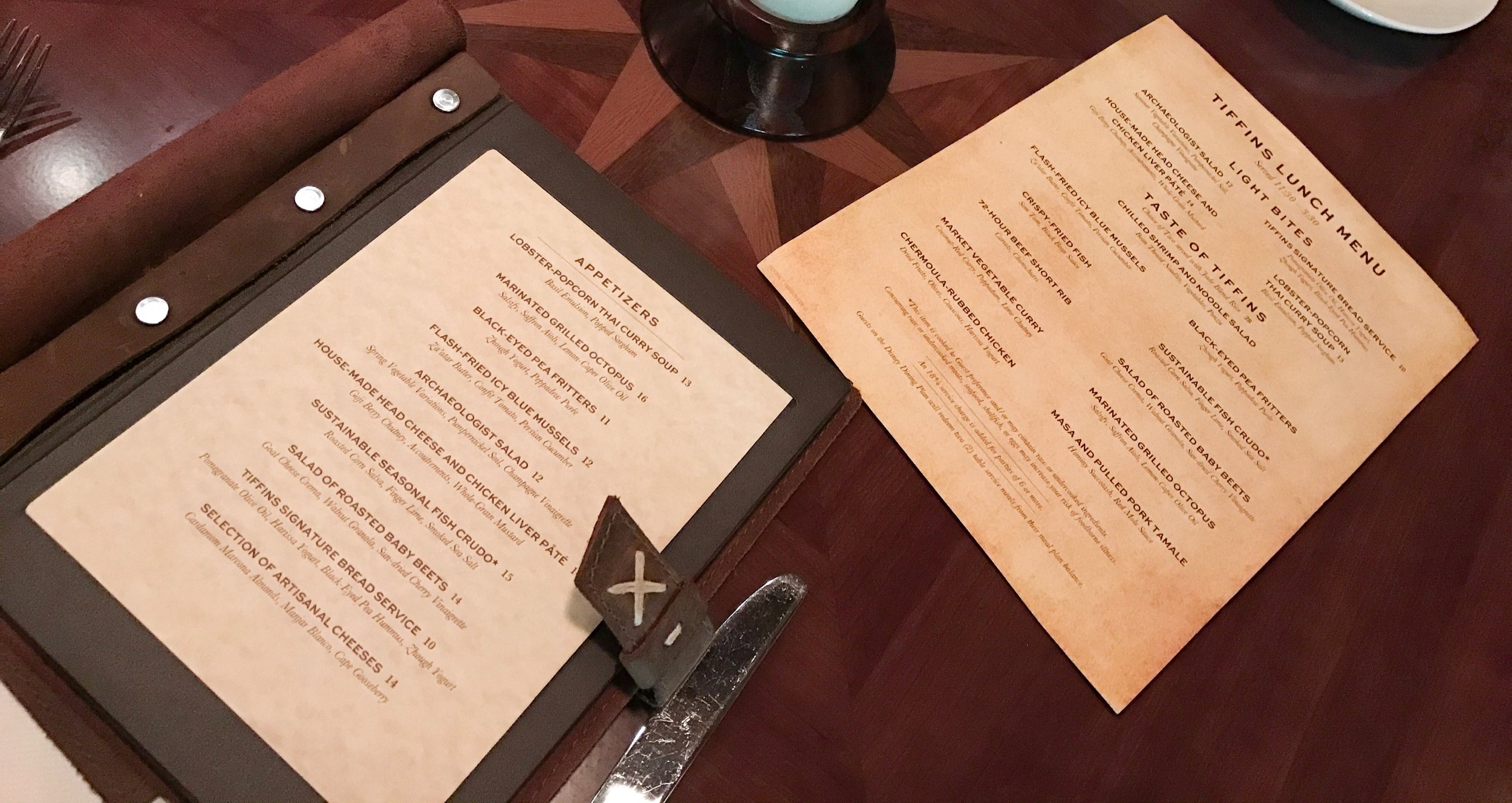 Menu and lunch menu on top