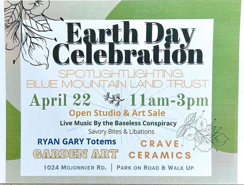 Let&rsquo;s celebrate Earth week, welcome in spring, and share a toast to what makes the Blue Mountain region so special. ⁠
⁠
Join Robin Leventhal of Crave Clay for an Earth Day open house and benefit for Blue Mountain Land Trust on Saturday, April 2