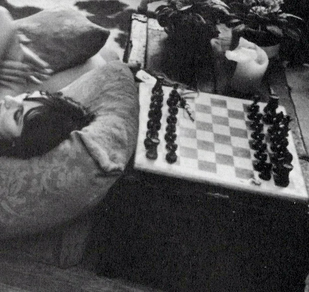 The chess set and candles